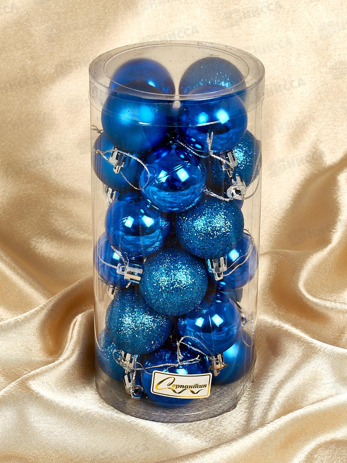 Набор елочных шаров 24шт &quotМикс фактур&quot 4см синий 201-0626