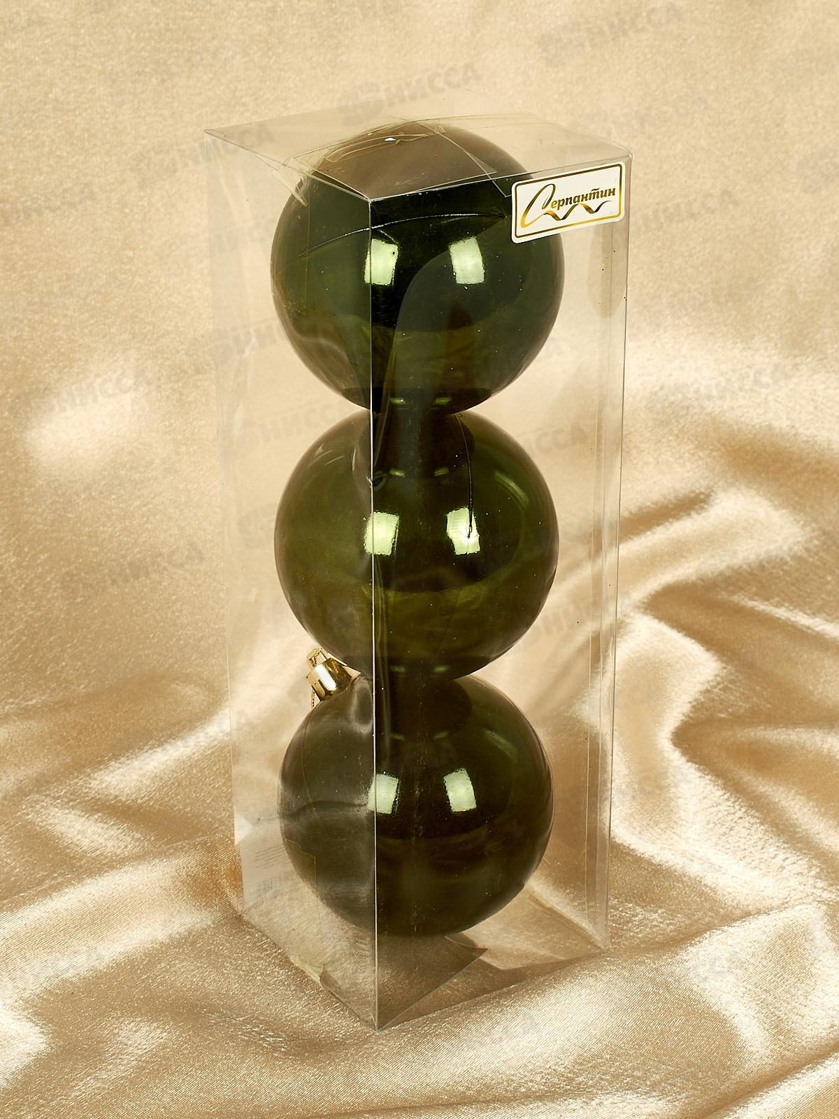 Набор елочных шаров 3шт &quotГлянец&quot 8см изумруд 652-390