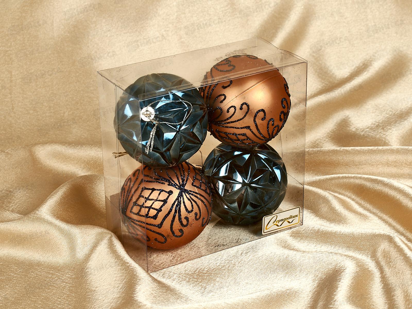 Набор елочных шаров 4шт &quotСимфония леса&quot 7см сапф/шамп 201-3706