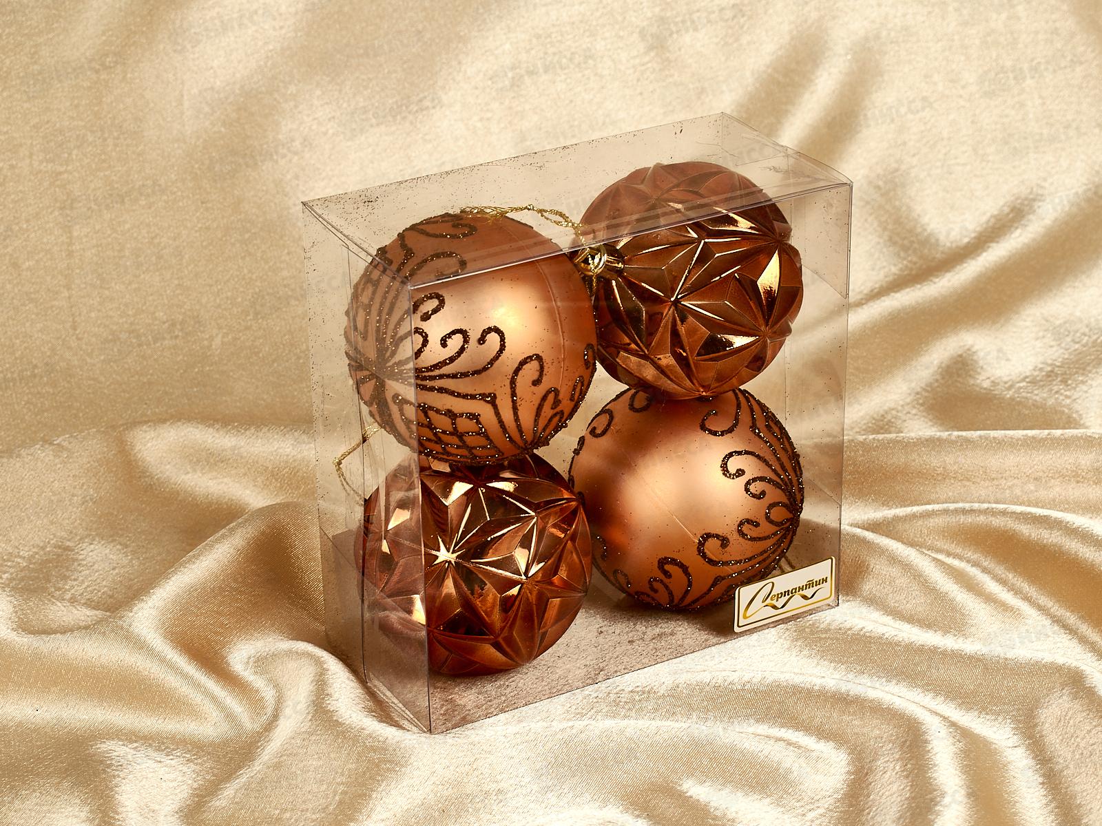 Набор елочных шаров 4шт &quotСимфония леса&quot 7см шок/шамп 201-3703