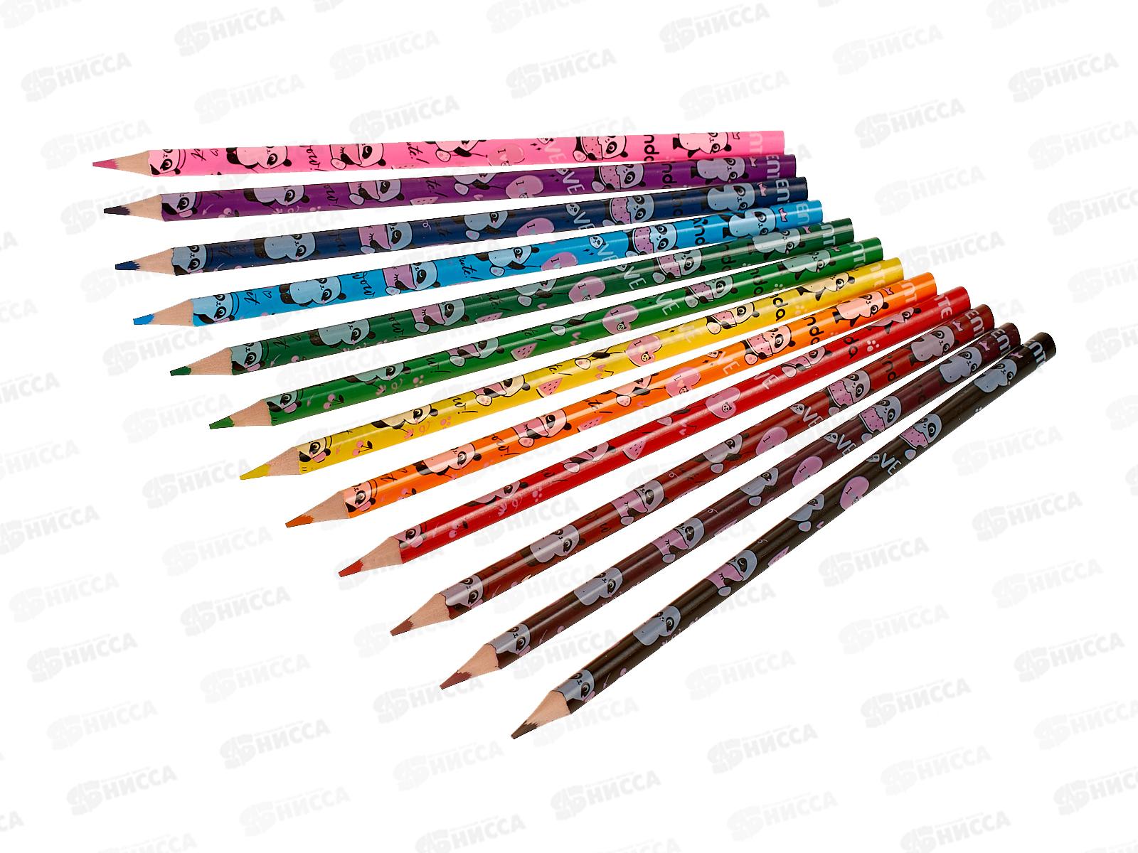 Карандаши 12 цветов deVente Panda, трехгранные картонная упаковка 5022124*12/120