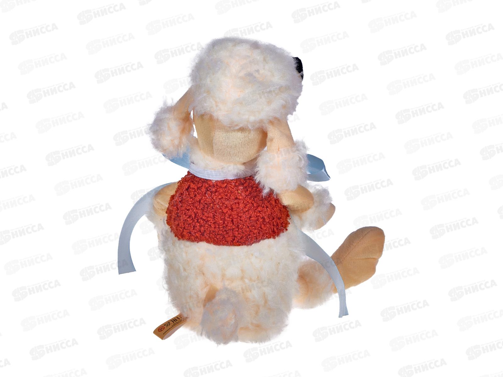 Собака Сонник с голубым бантом, с шариками для мелкой моторики, 22/32см, 071422-15