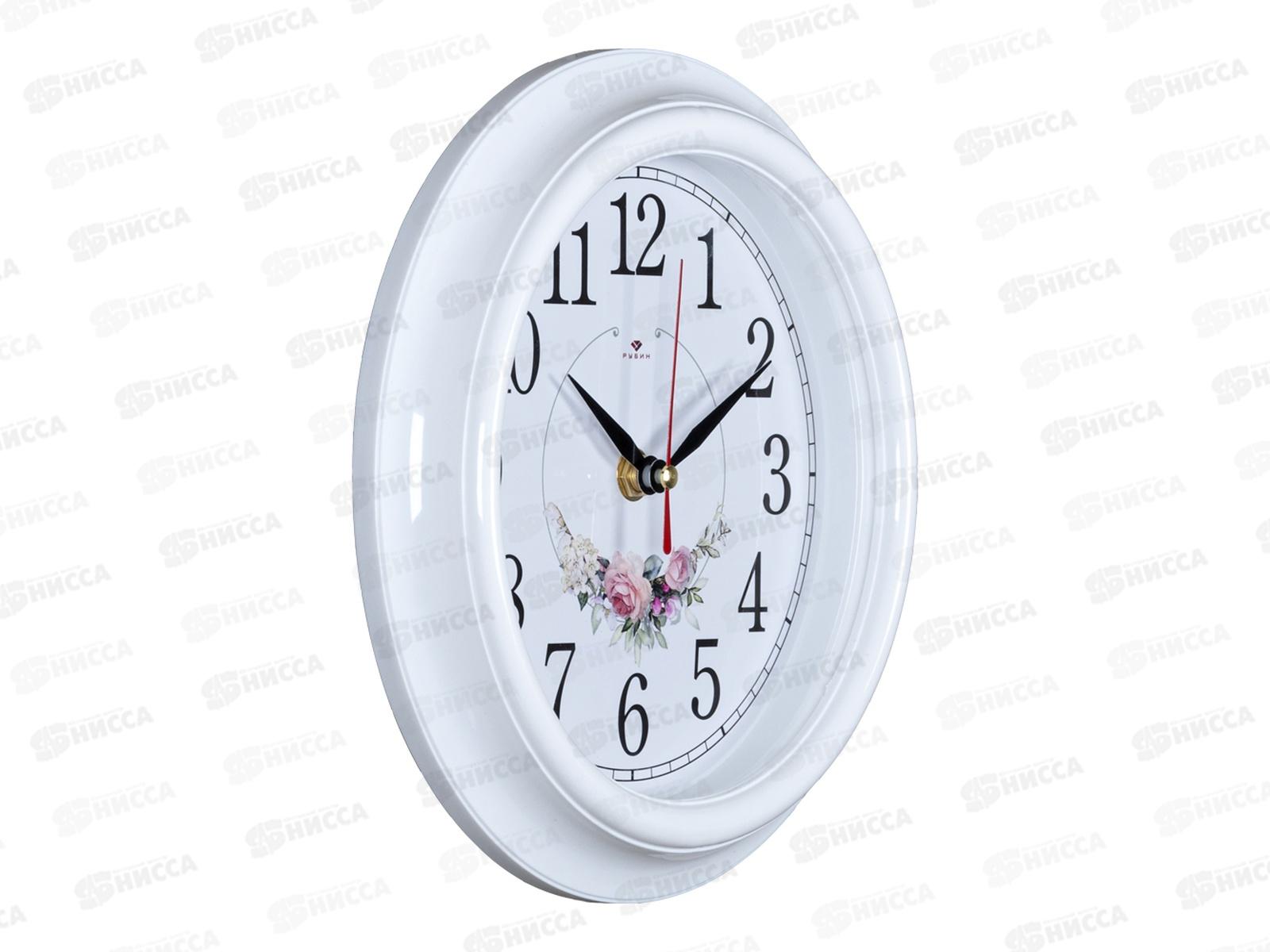 Часы настенные &quot21 Век&quot 2121-139 Венок из роз Рубин корпус белый d-21см