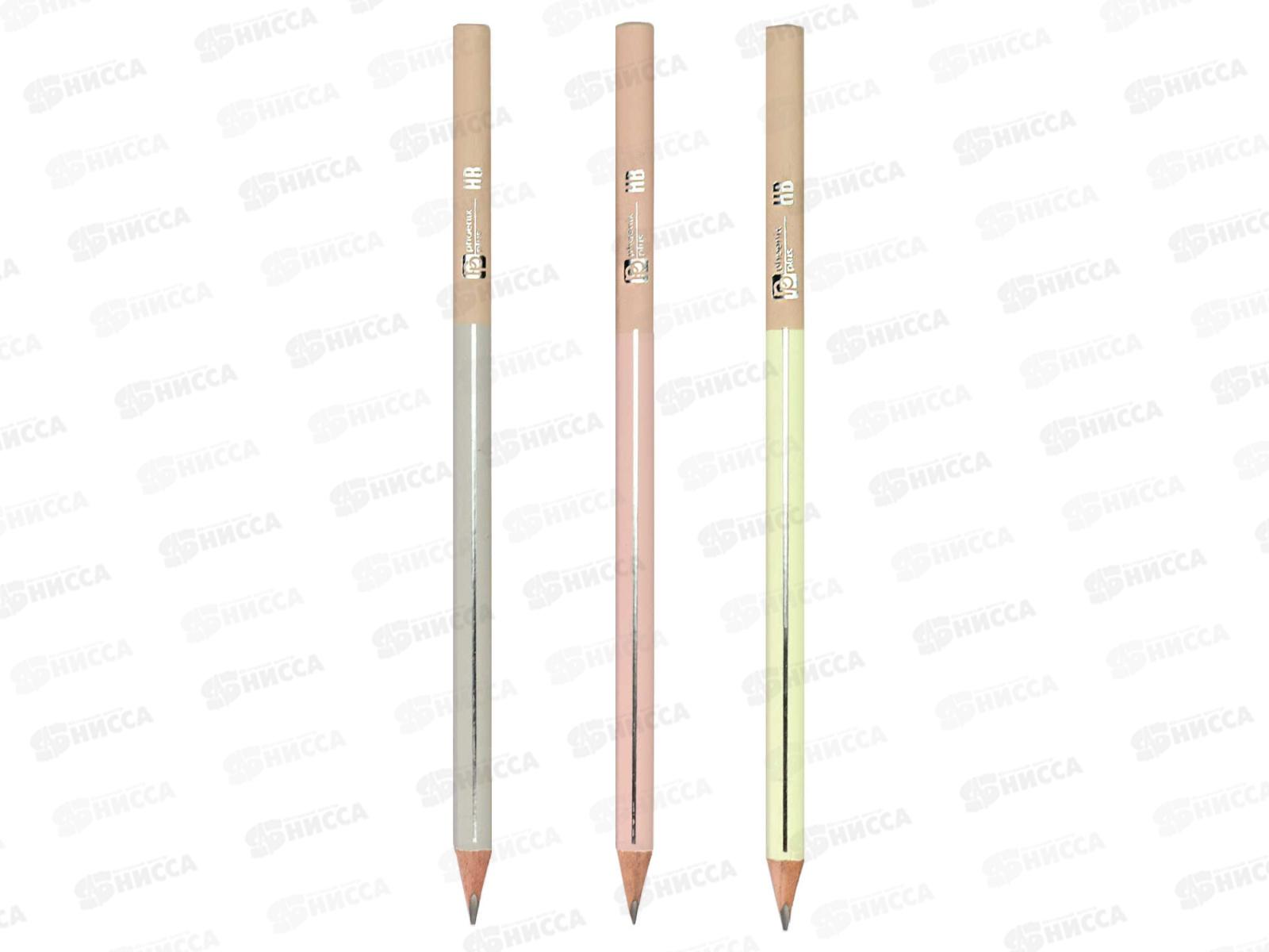 Карандаш чернографитный ФЕН Минимализм НВ трехгранный светлое дерево, 67809 *36