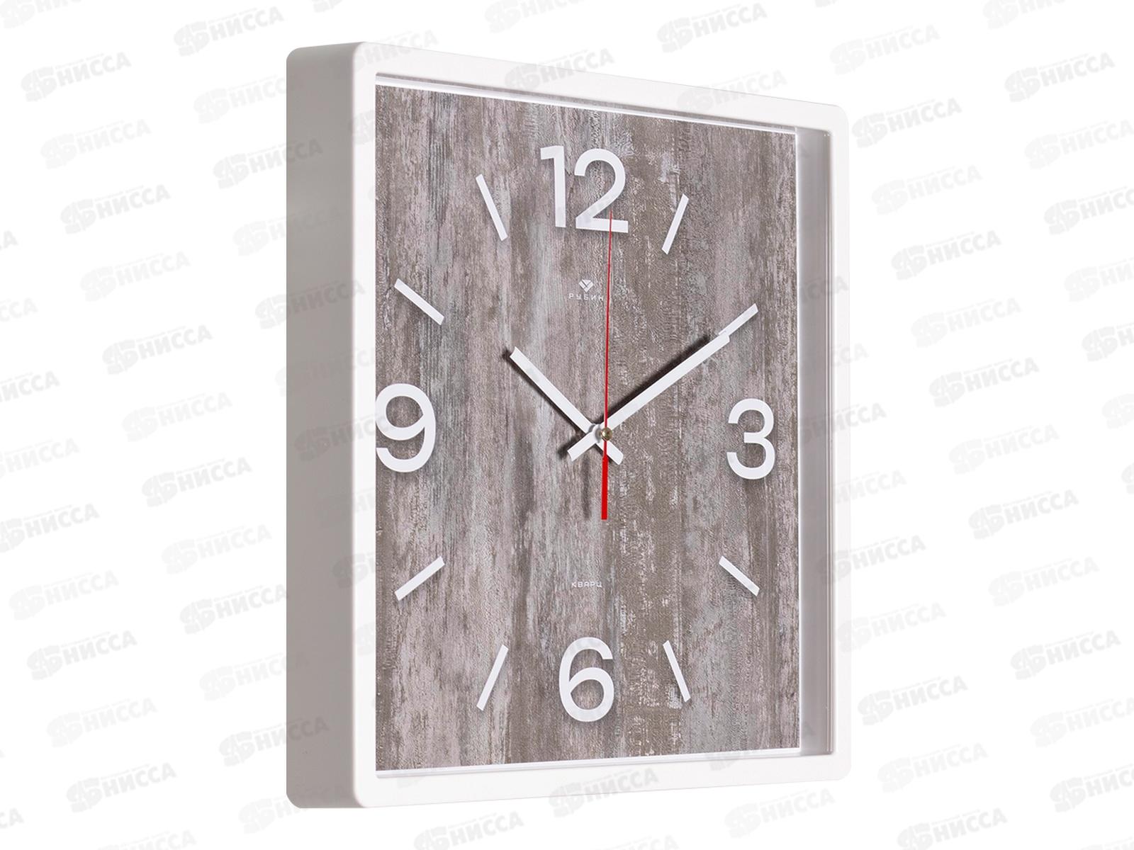 Часы настенные &quot21 Век&quot 3028-009 Структура дерева белый ,квадрат Рубин