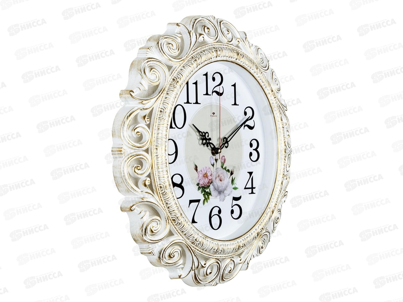 Часы настенные &quot21 Век&quot 4126-003 Нежные пионы белый с золотом Рубин