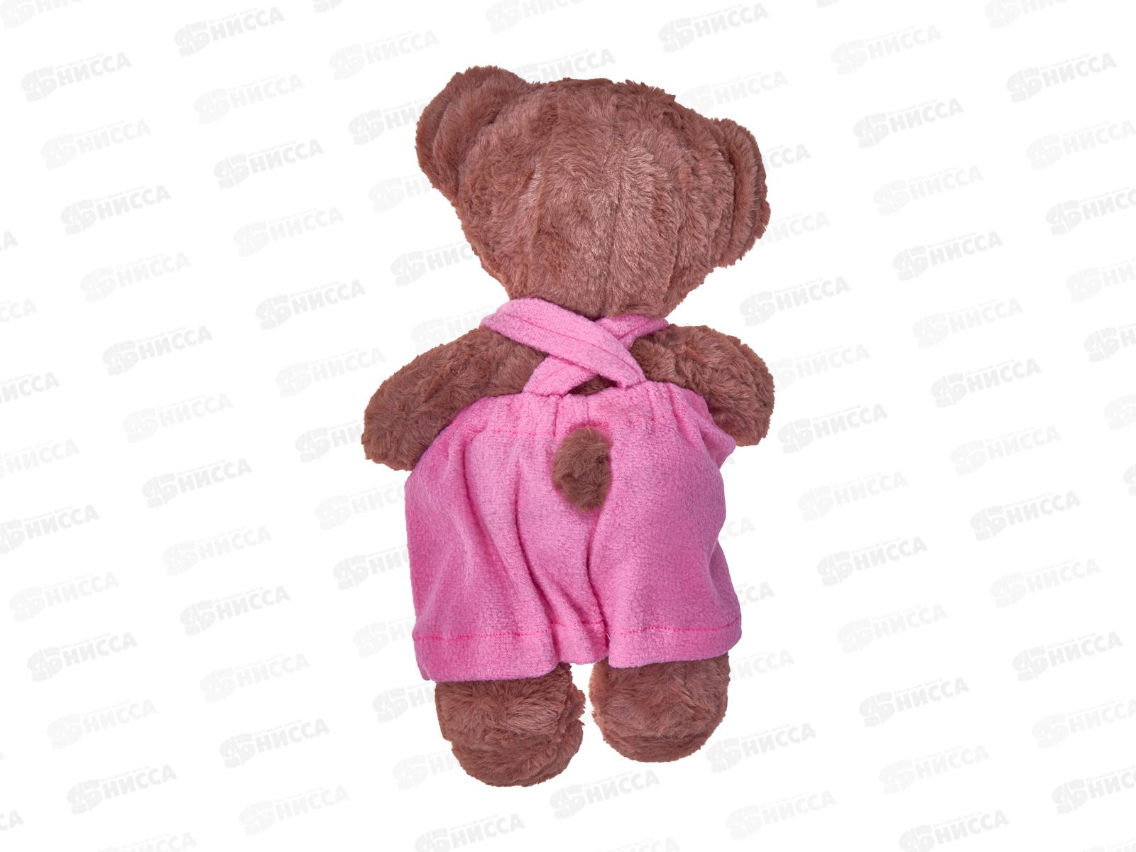 Мишка Аха &quotШоколад&quot в комбинезоне цикламен, 33см, 904533S-49