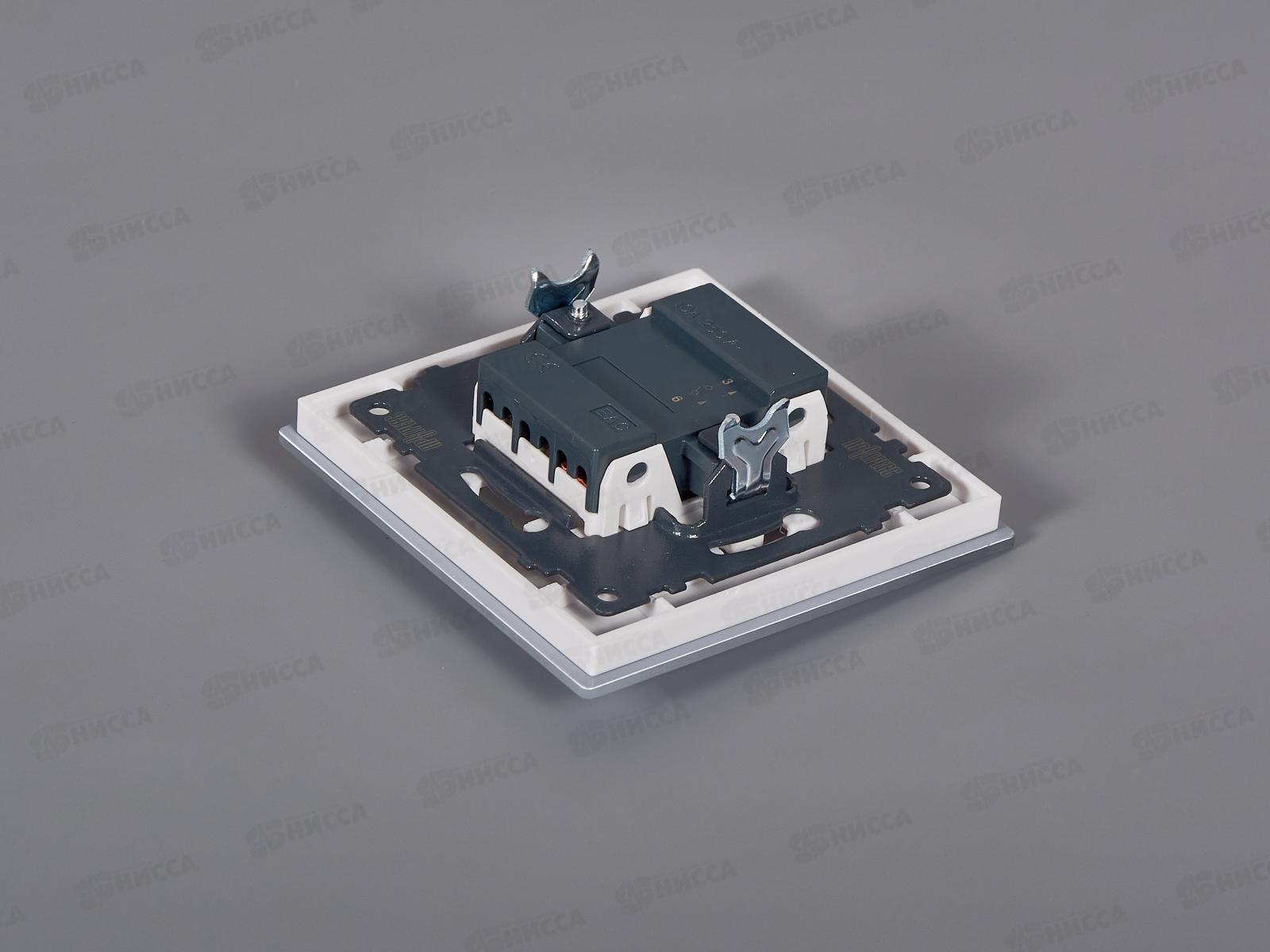 Выключатель скрытой установки 1клавиша Прогресс Glass белый *10/100