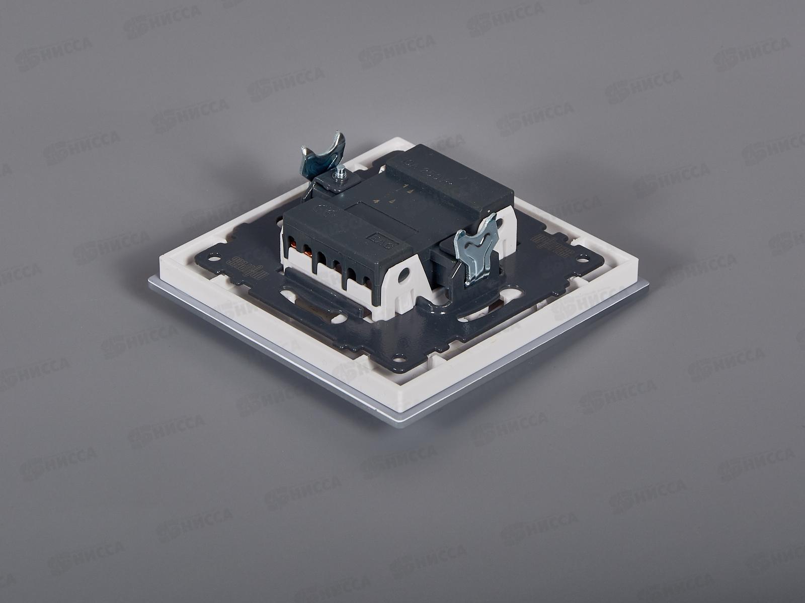 Выключатель скрытой установки 1клавиша Прогресс Glass с подсветкой, белый *10/100