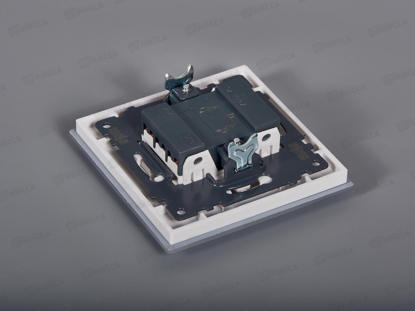 Выключатель скрытой установки 2клавиши Прогресс Glass белый *10/100