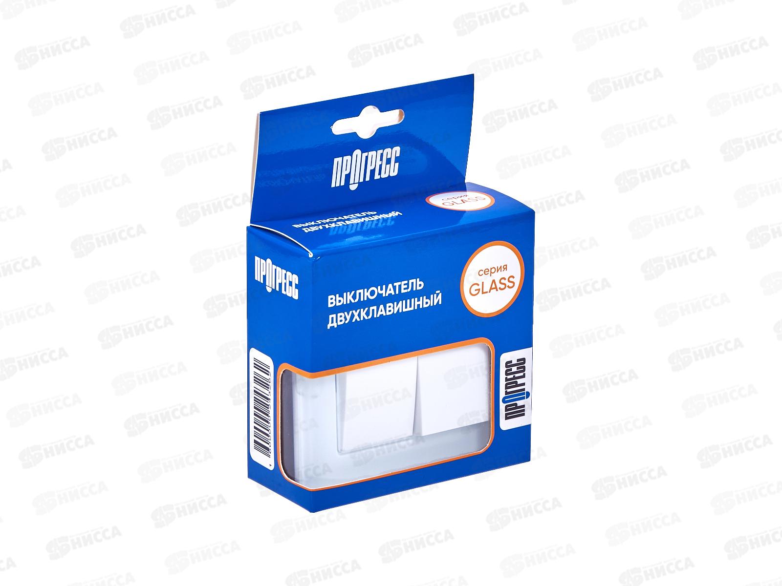 Выключатель скрытой установки 2клавиши Прогресс Glass белый *10/100