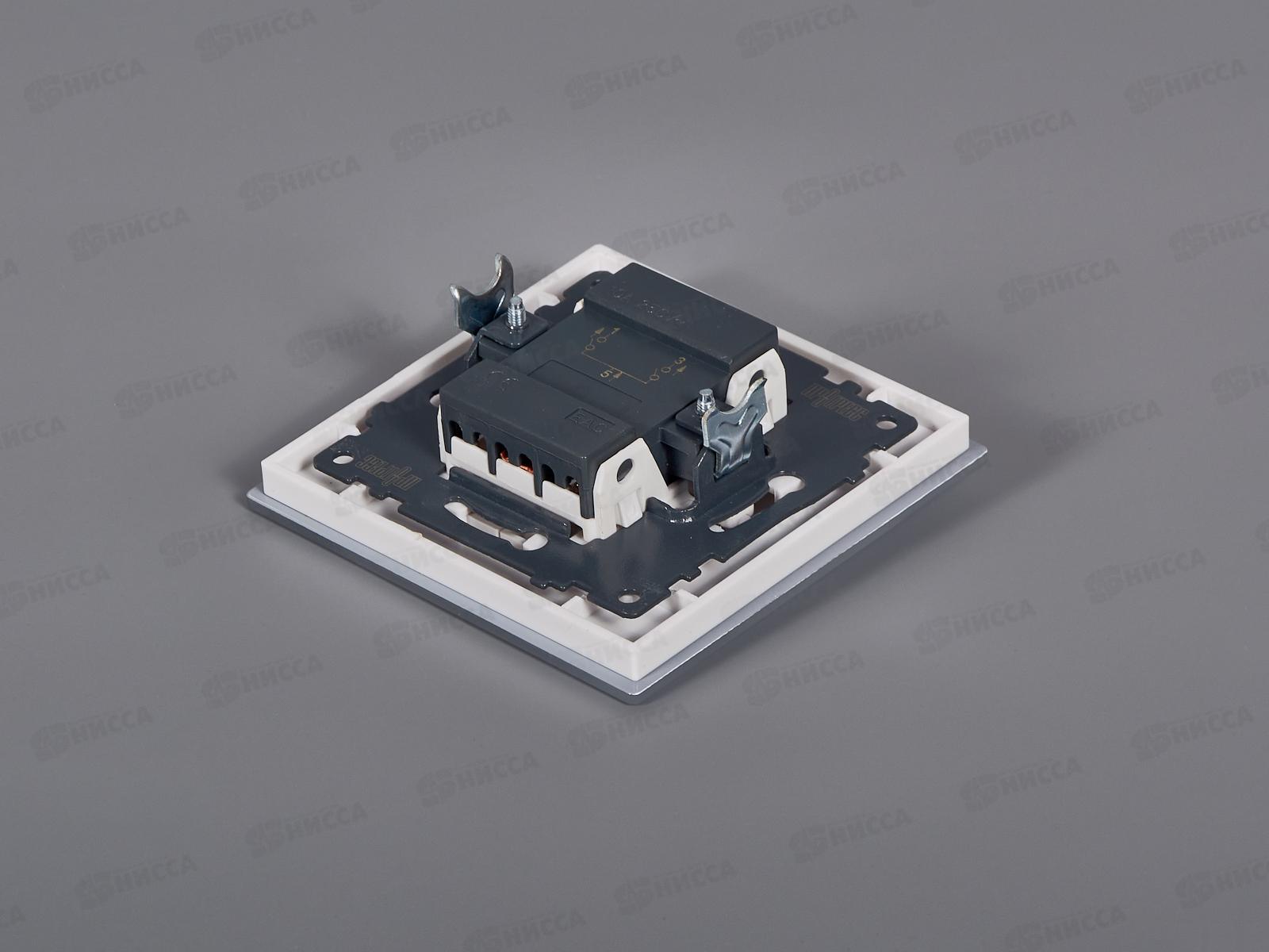 Выключатель скрытой установки 2клавиши Прогресс Glass с подсветкой, белый *10/100