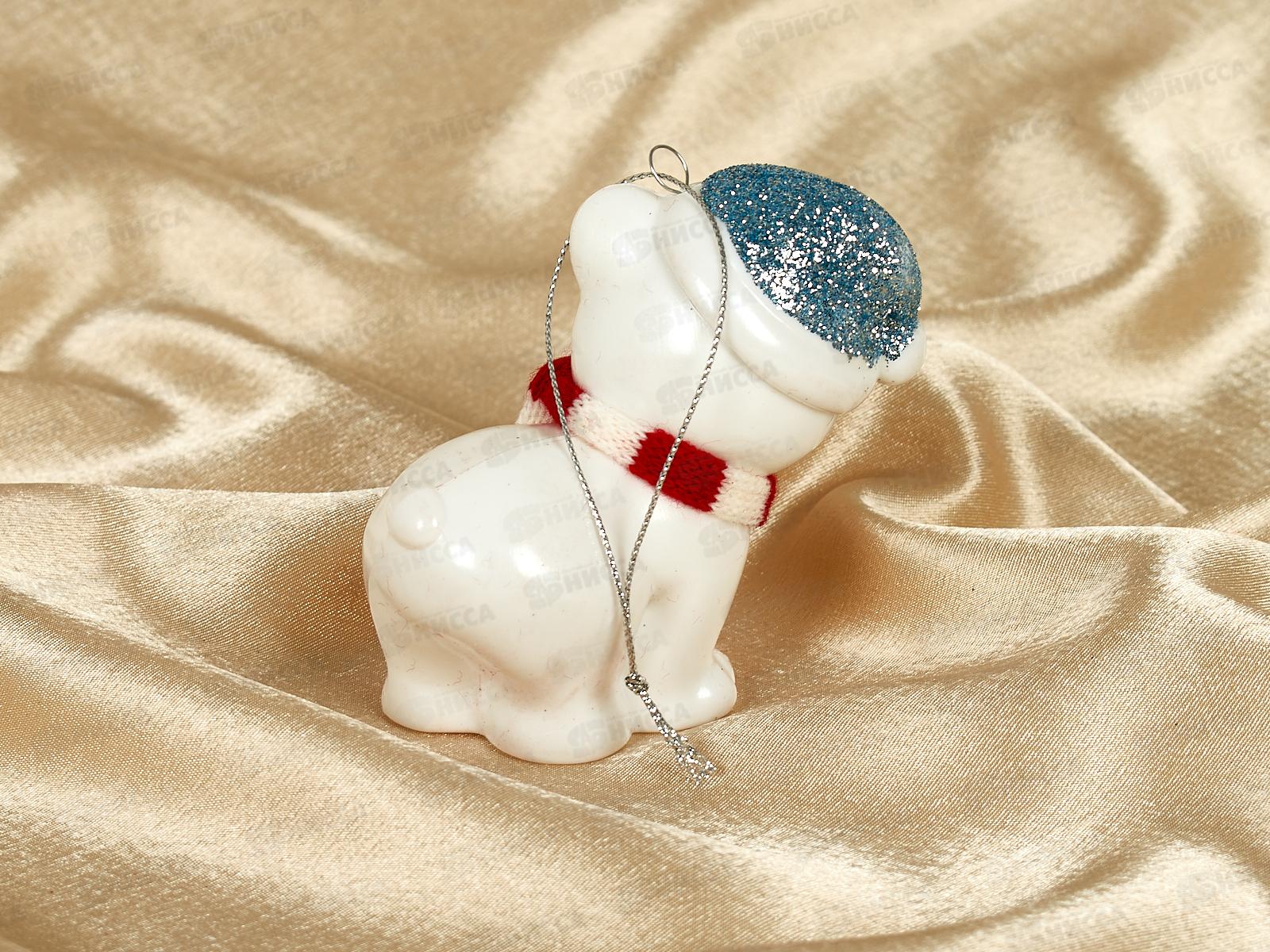 Елочная игрушка Милый мишка 8*9см голубой 107-6081