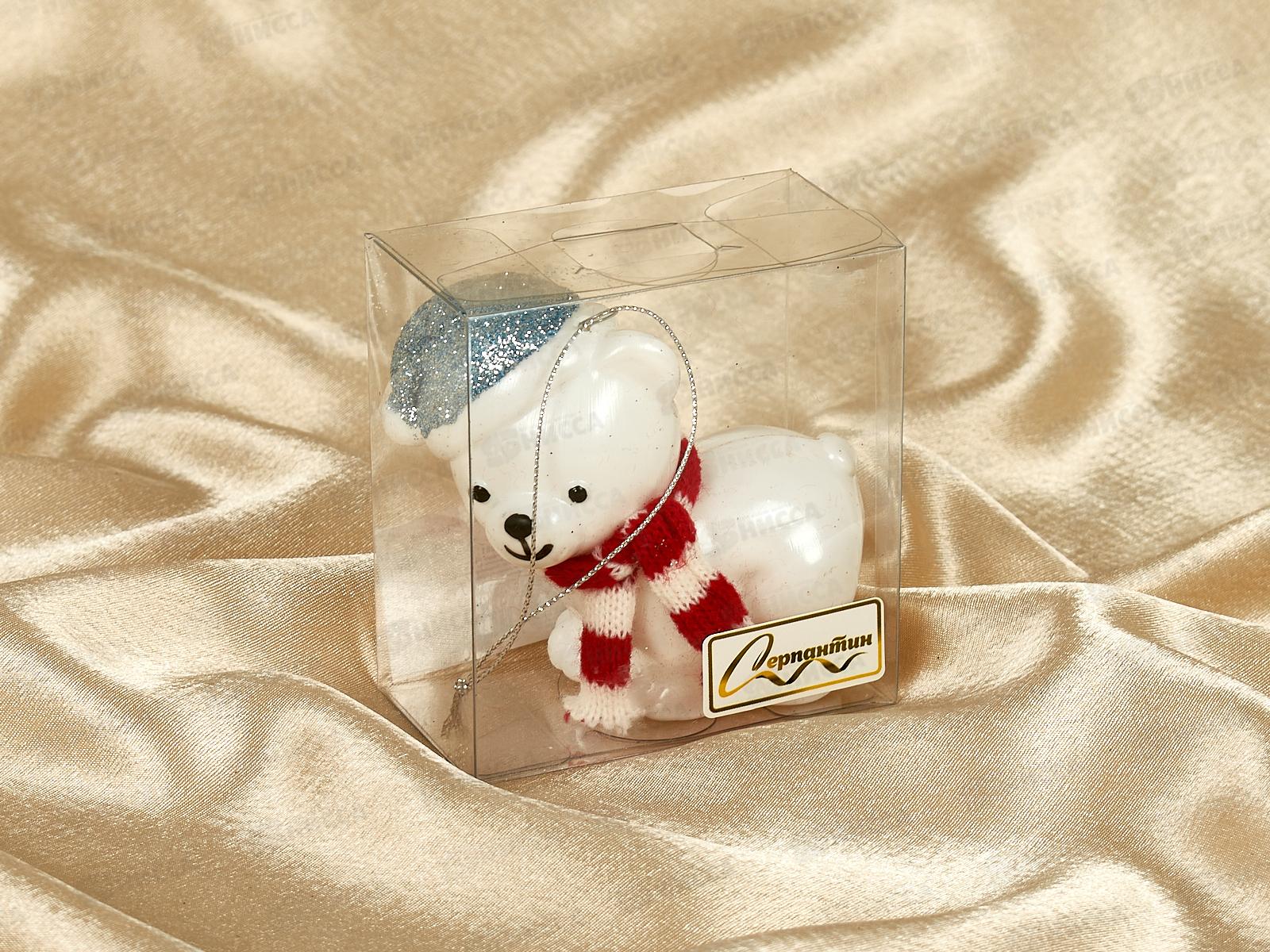 Елочная игрушка Милый мишка 8*9см голубой 107-6081