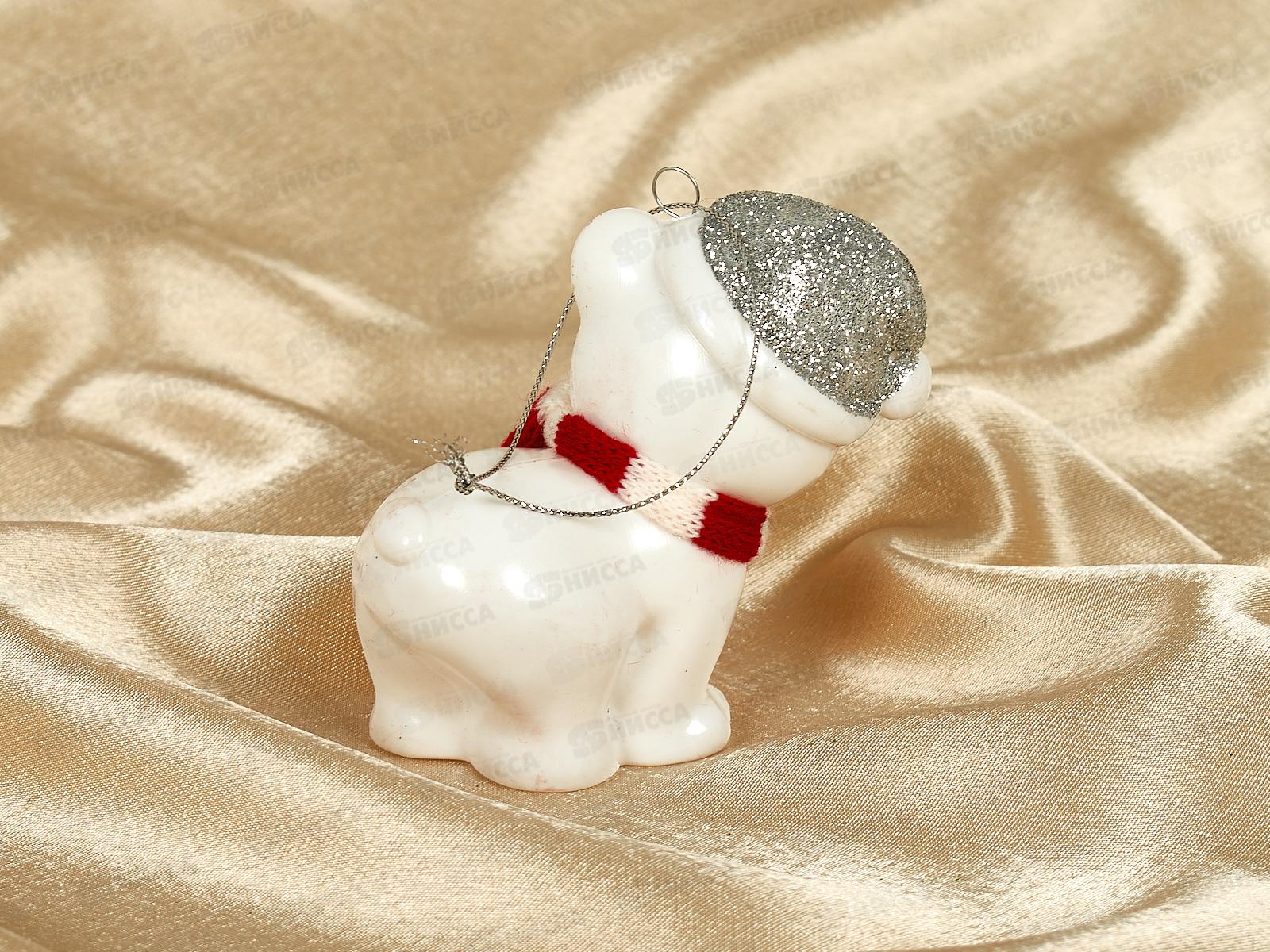 Елочная игрушка Милый мишка 8*9см серебро 107-6157