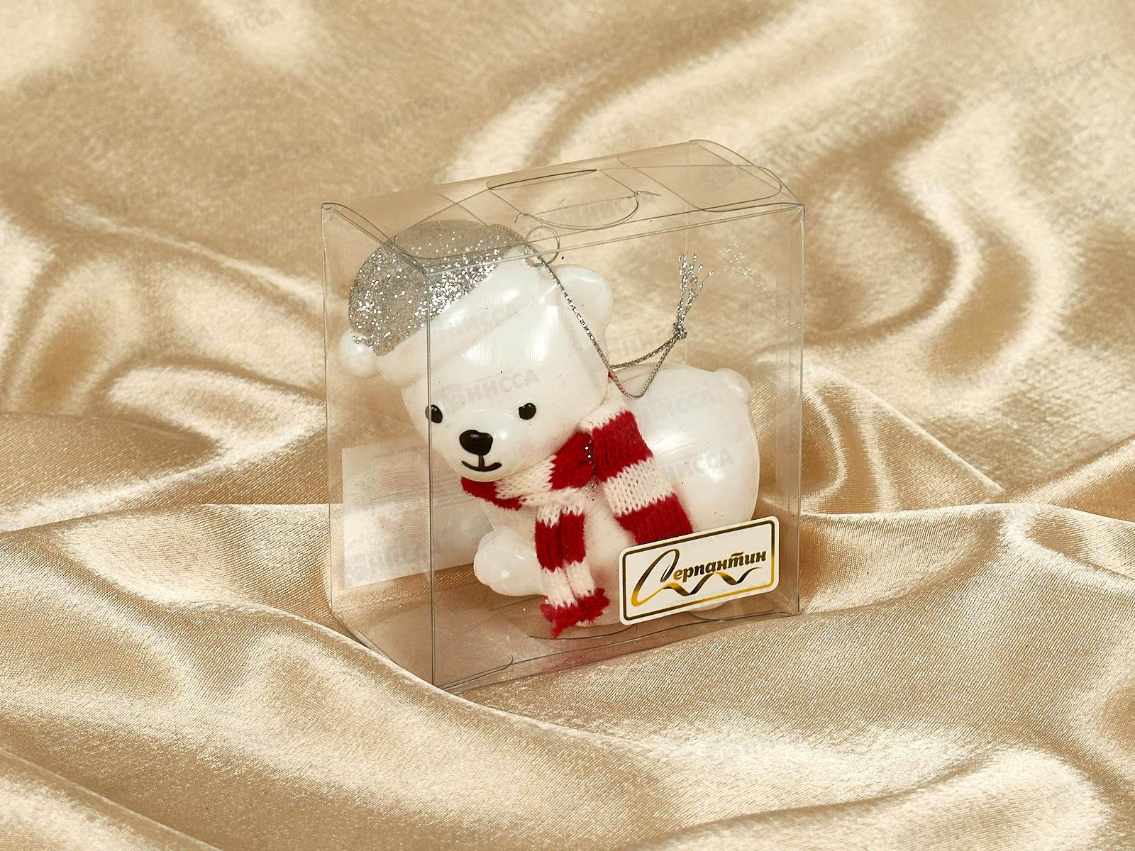 Елочная игрушка Милый мишка 8*9см серебро 107-6157