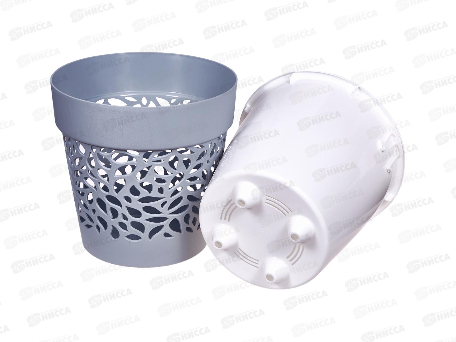 Кашпо &quotБлоссом&quot 8,3л Серый жемчуг/Белый КШ-0506 *6