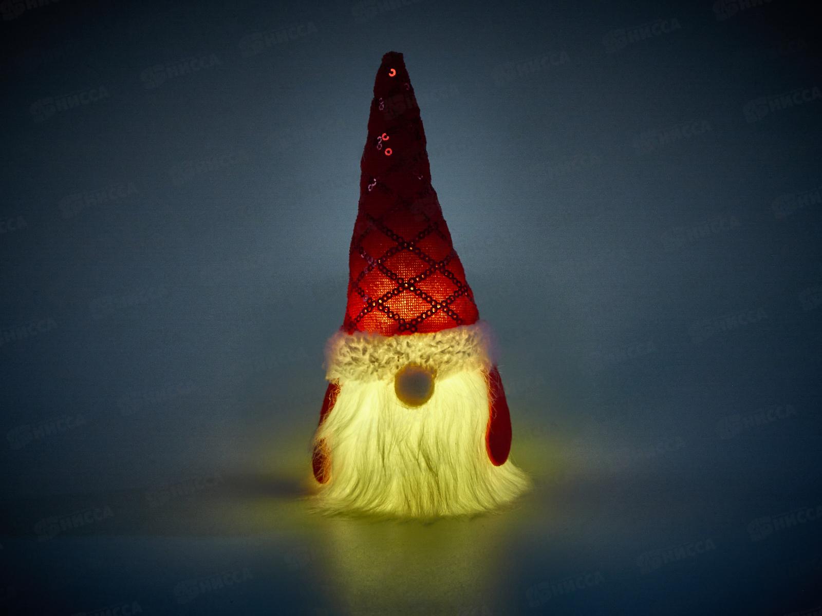 Сувенир &quotНовогодний лесовичок&quot 7*15*5см с подсв красный 700-0444