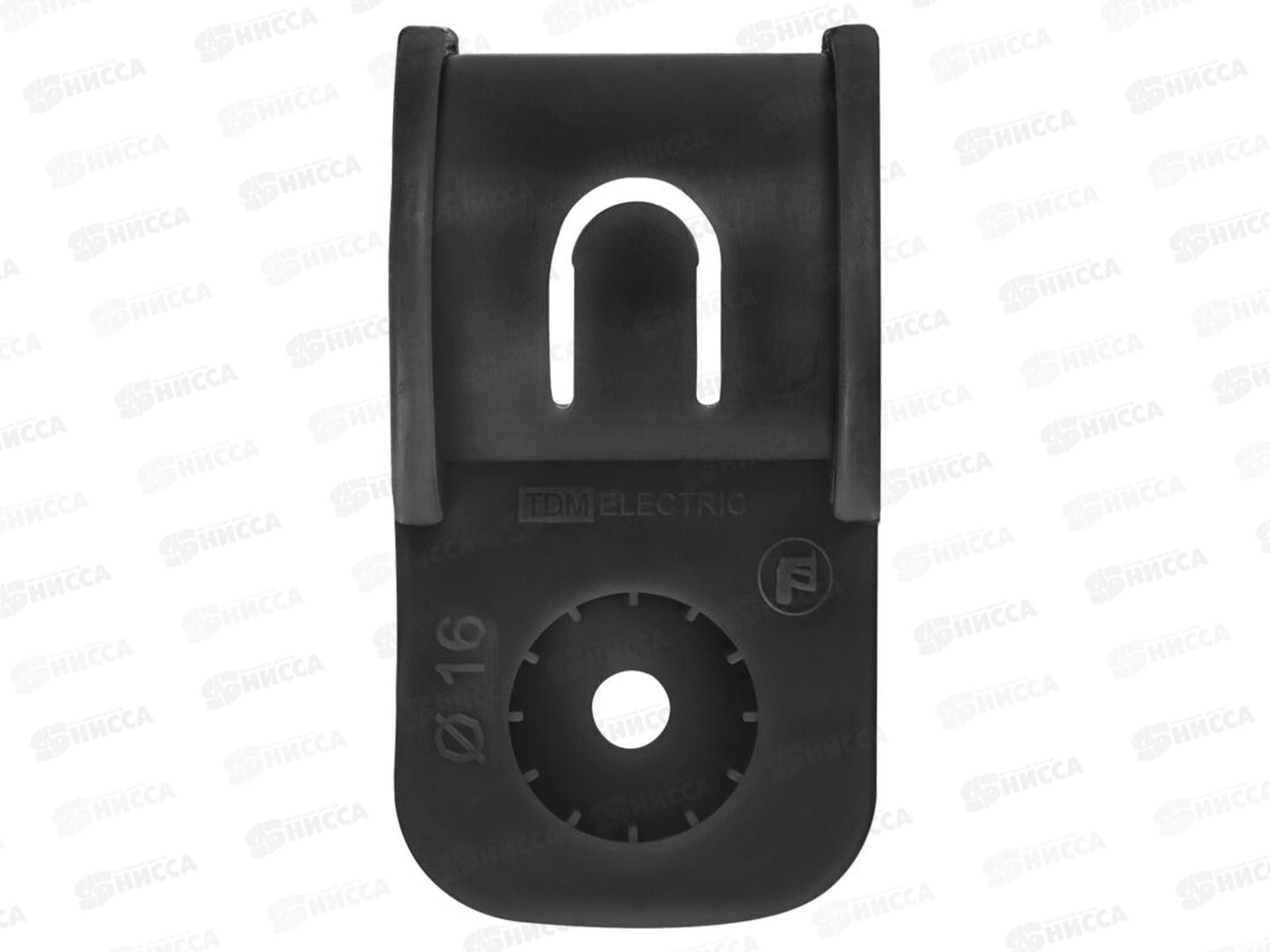 Крепеж-скоба для трубы 16 мм односторонняя для прямого монтажа, черная, 6111 *50/750