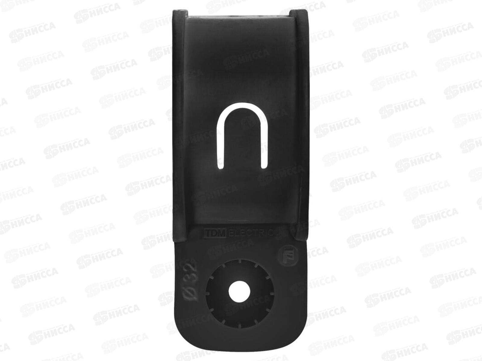 Крепеж-скоба для трубы 32 мм односторонняя для прямого монтажа, черная, 6114 *50/450