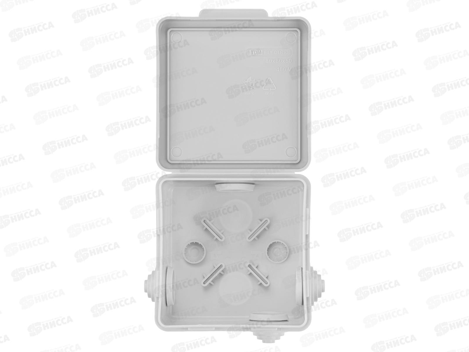 Коробка распаячная TDM ОП для прямого монтажа 80*80*50мм, крышка, IP54, 7вх., штрих-код, 7512  *100