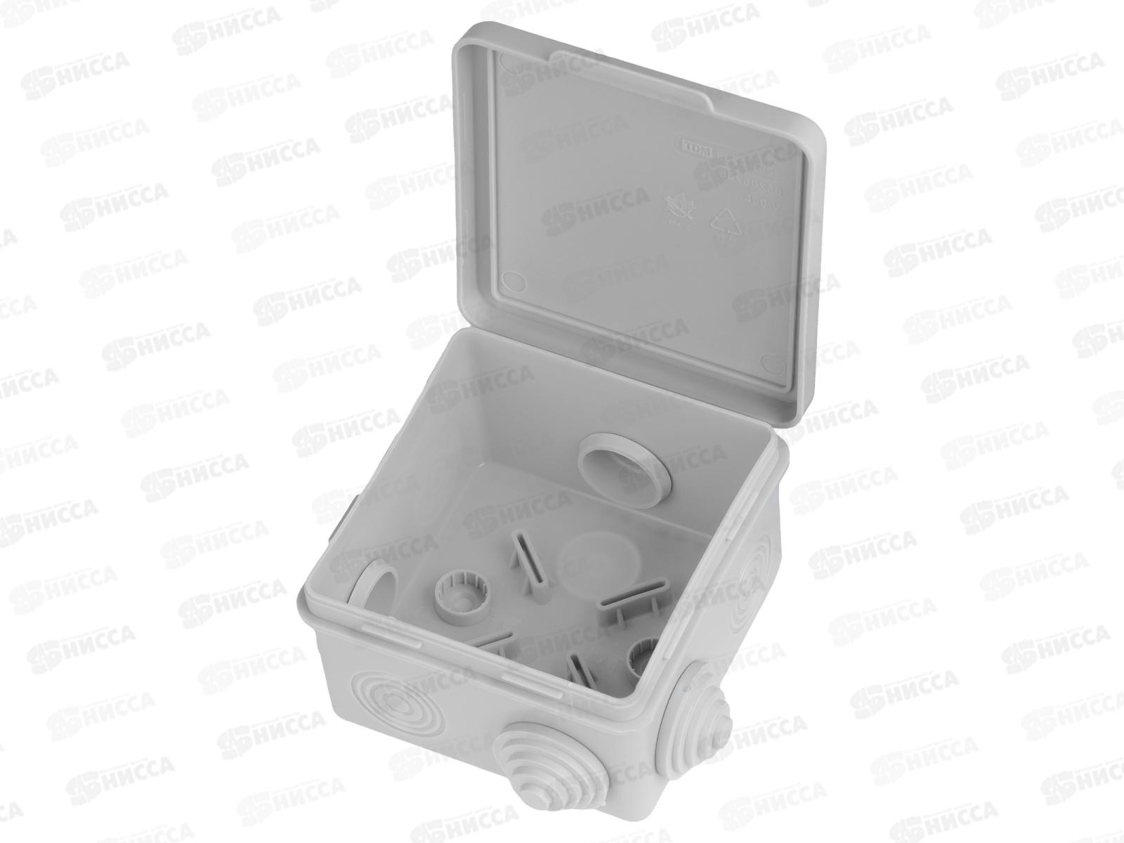 Коробка распаячная TDM ОП для прямого монтажа 80*80*50мм, крышка, IP54, 7вх., штрих-код, 7512  *100