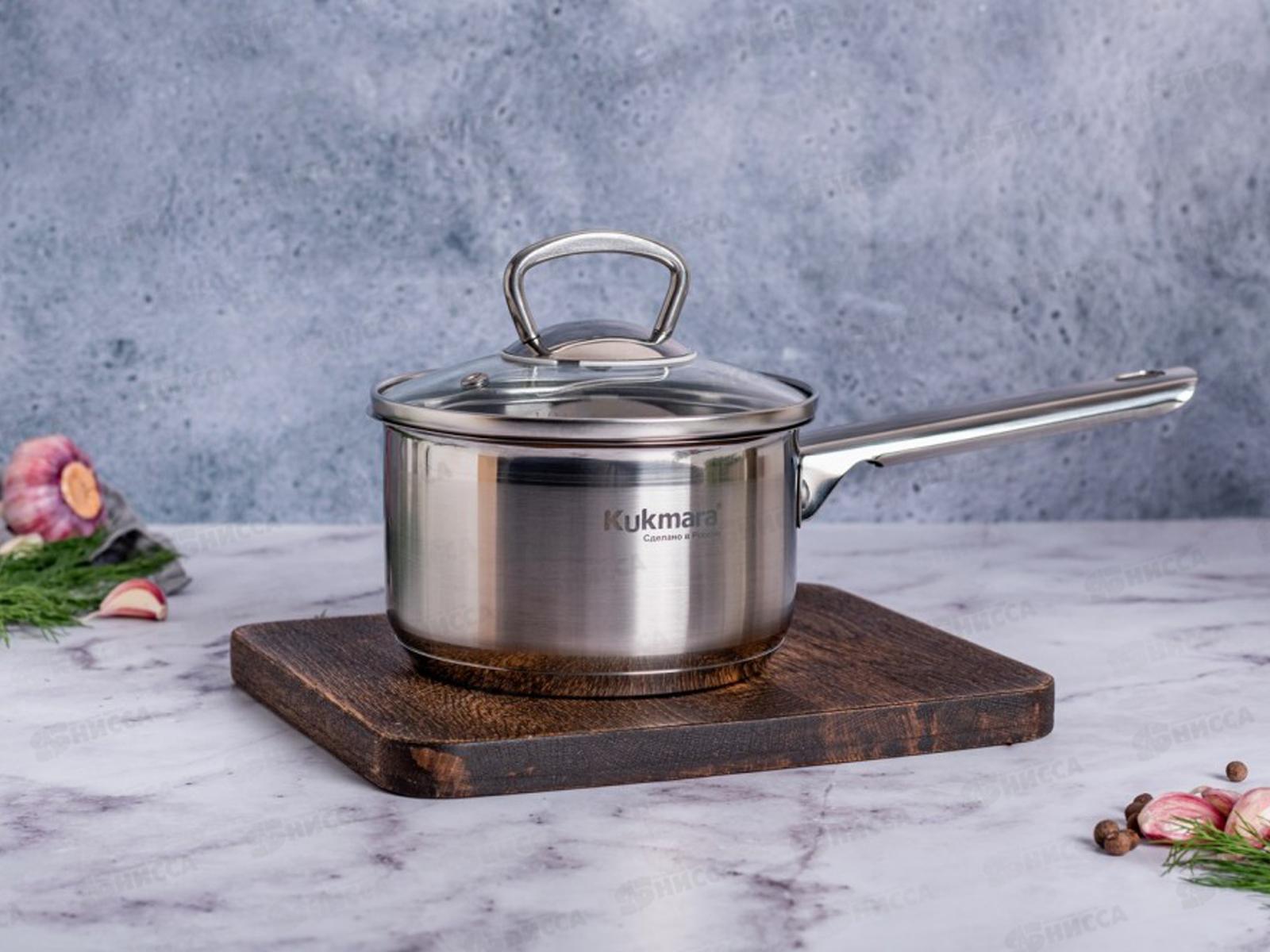 Ковш 1,0л &quotORION&quot д.14см со стеклянной крышкой, ORN-LDL1014G