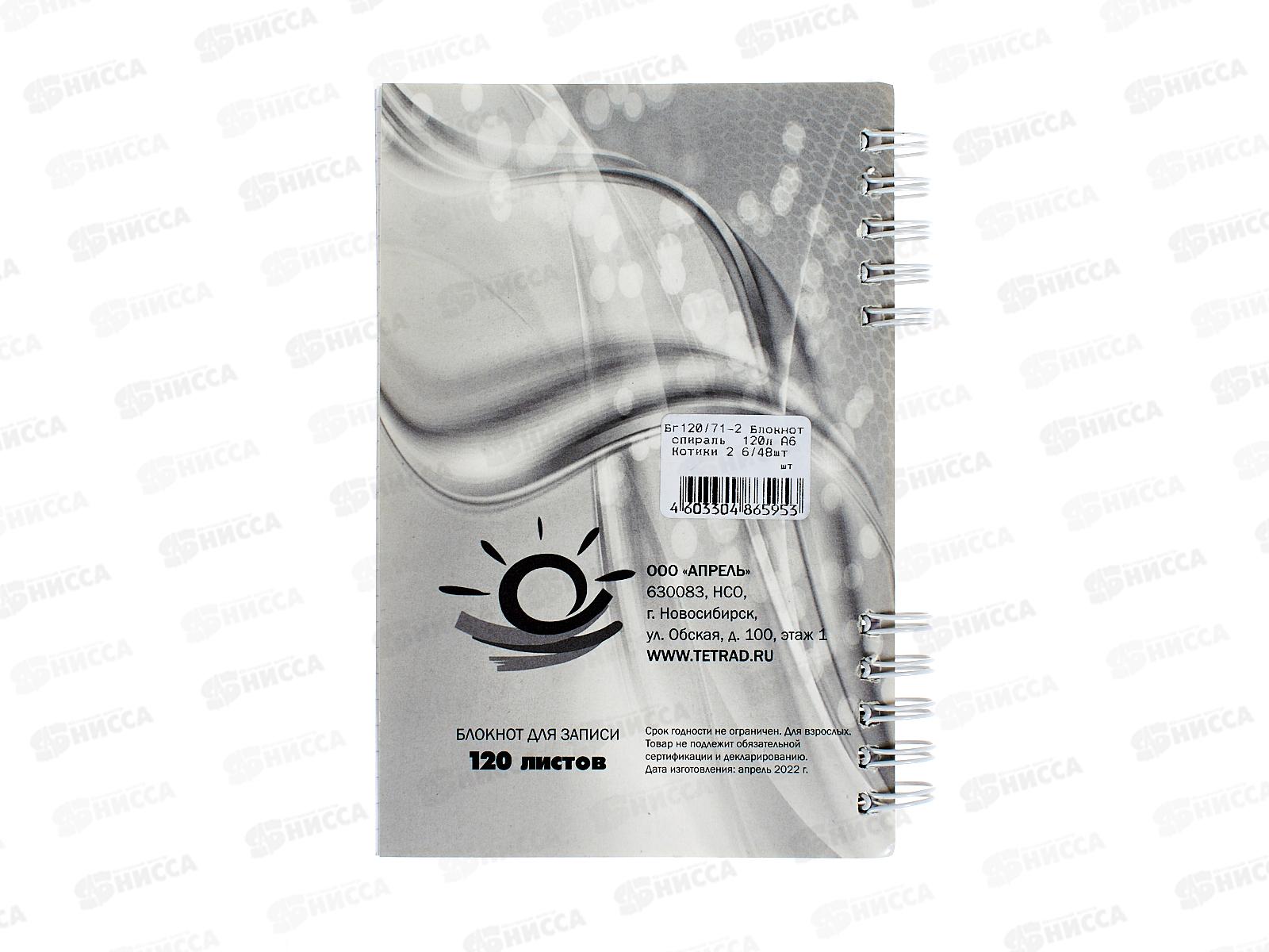 Блокнот120л ПГС NB Котики 2 А6 греб. *6/48