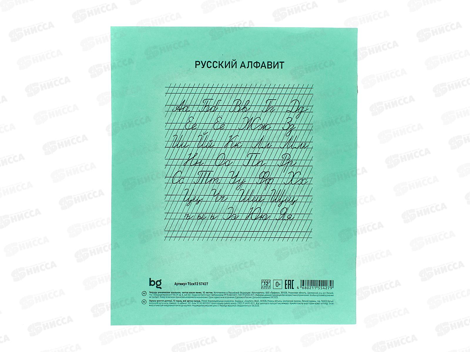 Тетрадь 12листов частая косая линия BG ,57427*20/240