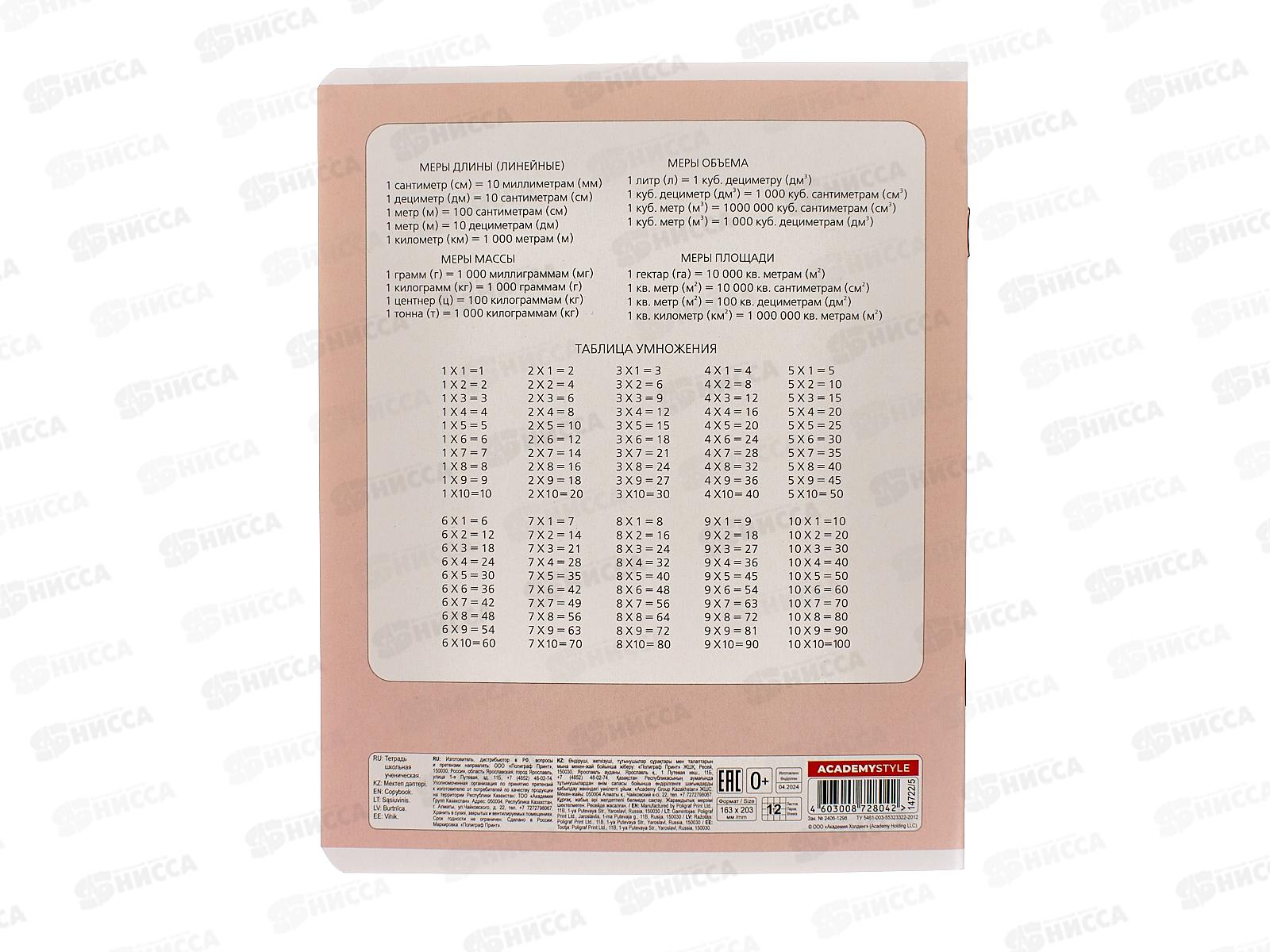 Тетрадь 12листов клетка АКАД Шпиц, EAC-14722/5 *200