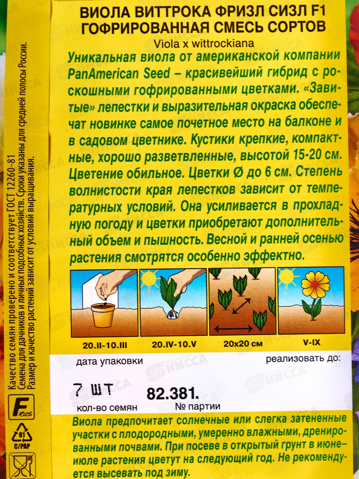 Виола Фризл Сизл F1 гофрированная,смесь сортов *10 АЭЛИТА