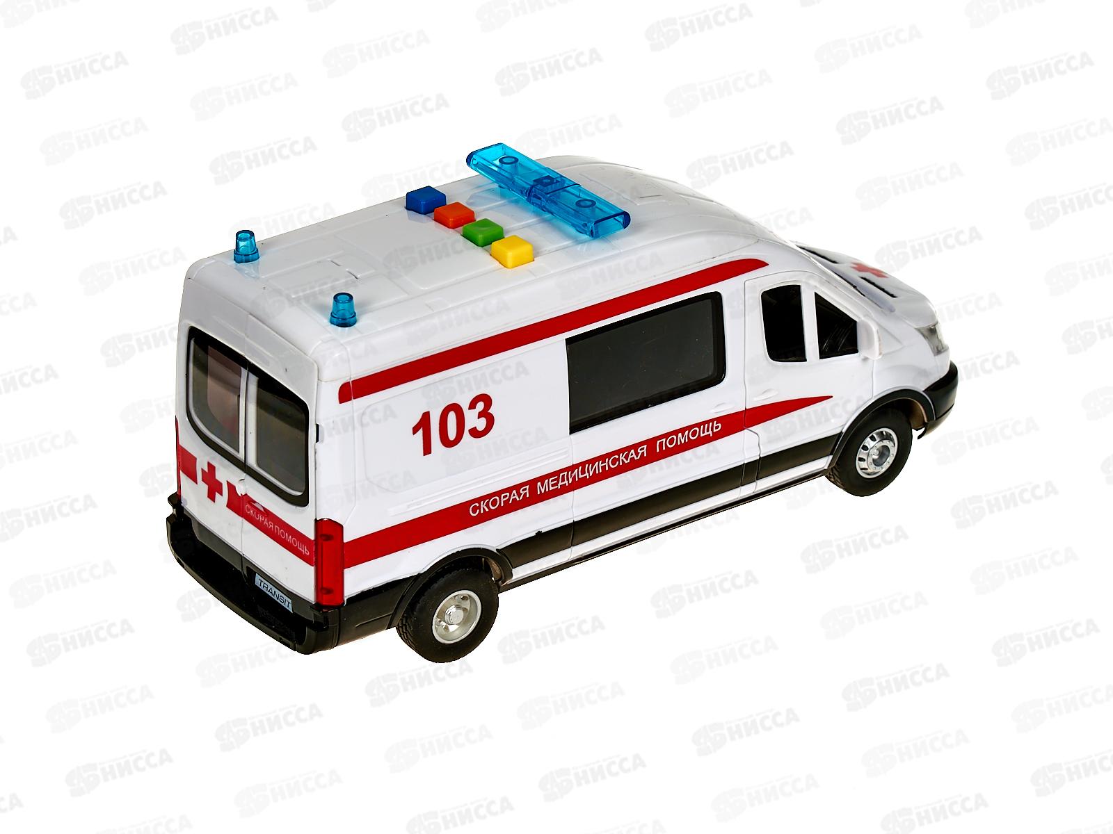 Машина &quotТЕХНОПАРК&quot пластиковая FORD TRANSIT Скорая, 22,5см, 380775
