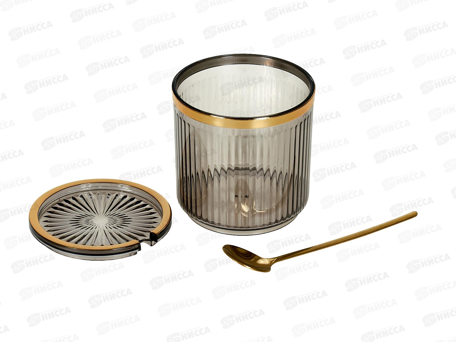 Банка для сыпучих продуктов с ложкой (серая), v=400мл, 9904671-2 *24