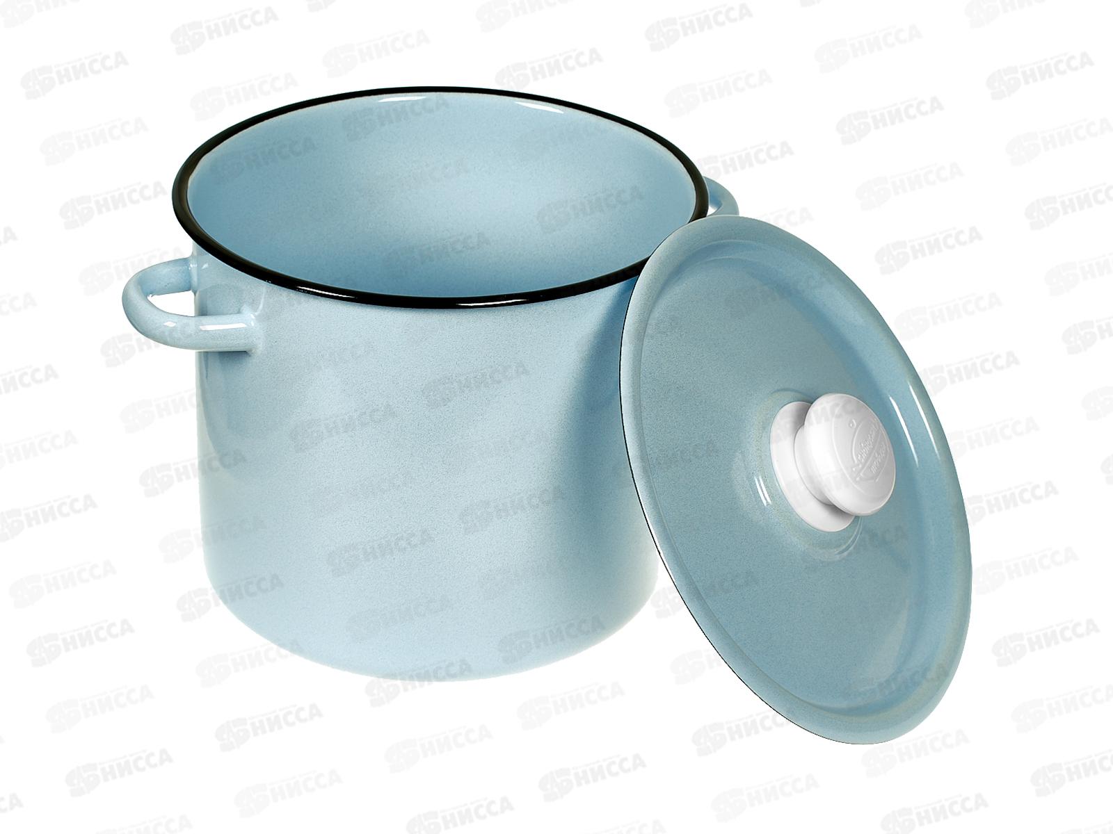 Кастрюля 5,5л цилиндрическая серо-голубая, с кнопкой С41617.ЗСГ