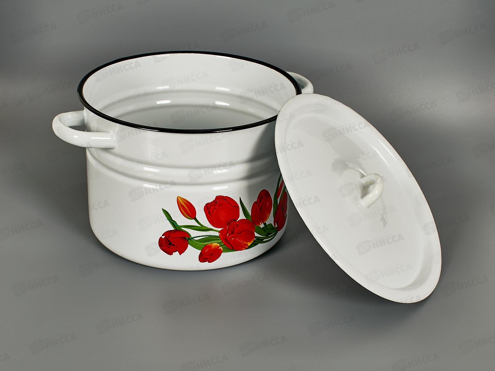 Кастрюля 8,0л цилиндрическая Тюльпаны с петлей С1620*78 *80