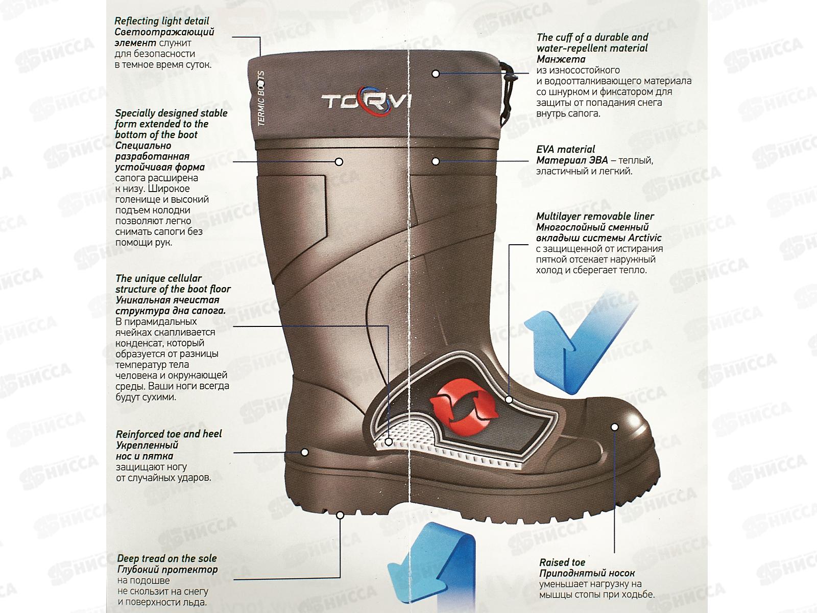 Сапоги TORVI из п/м ЭВА с подош ТЭП с вкладышем -60 Олива р.40-41