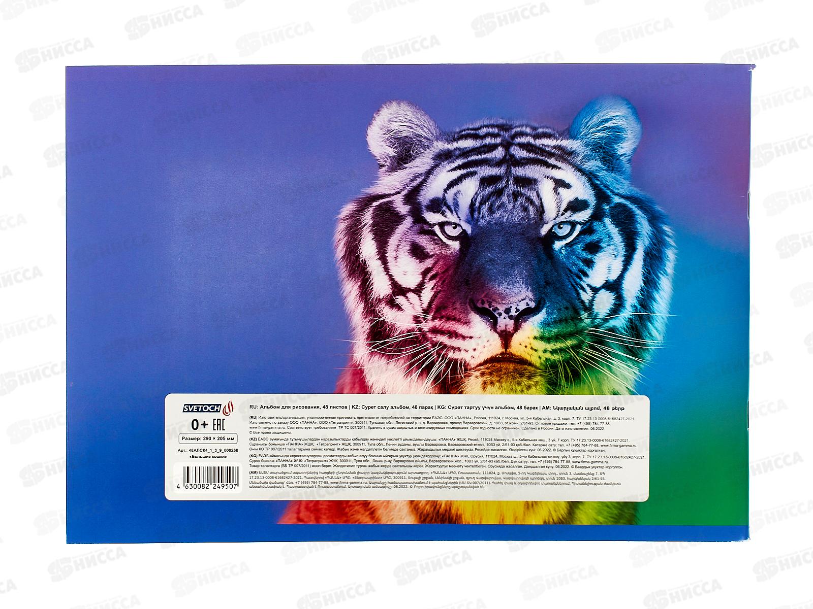Альбом для рисования 48л SVETOCH Большие кошки, 000268  *5/25