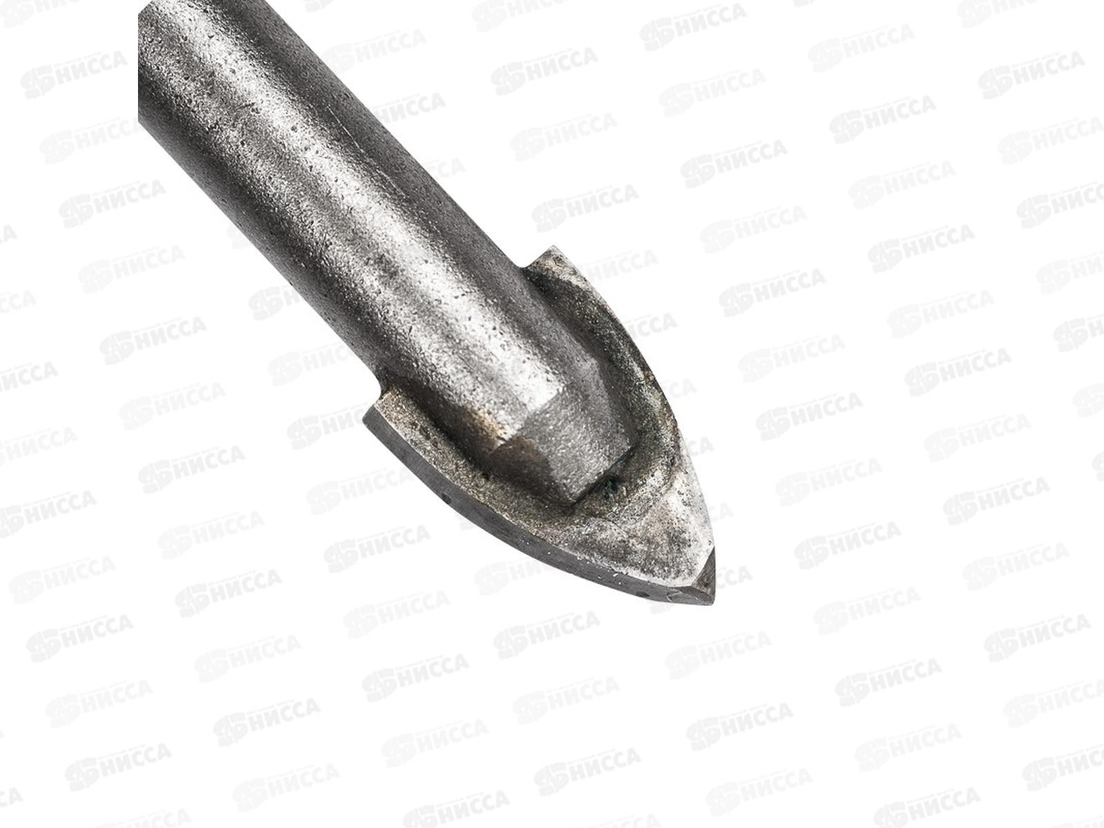 Сверло по стеклу и керамике 10мм, 2 грани, цилиндрический хвостовик Kranz, KR-12-6806