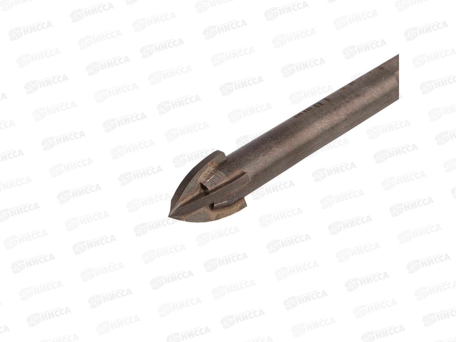 Сверло по стеклу и керамике 10мм, 4 грани, шестигранный хвостовик Kranz, KR-91-0651