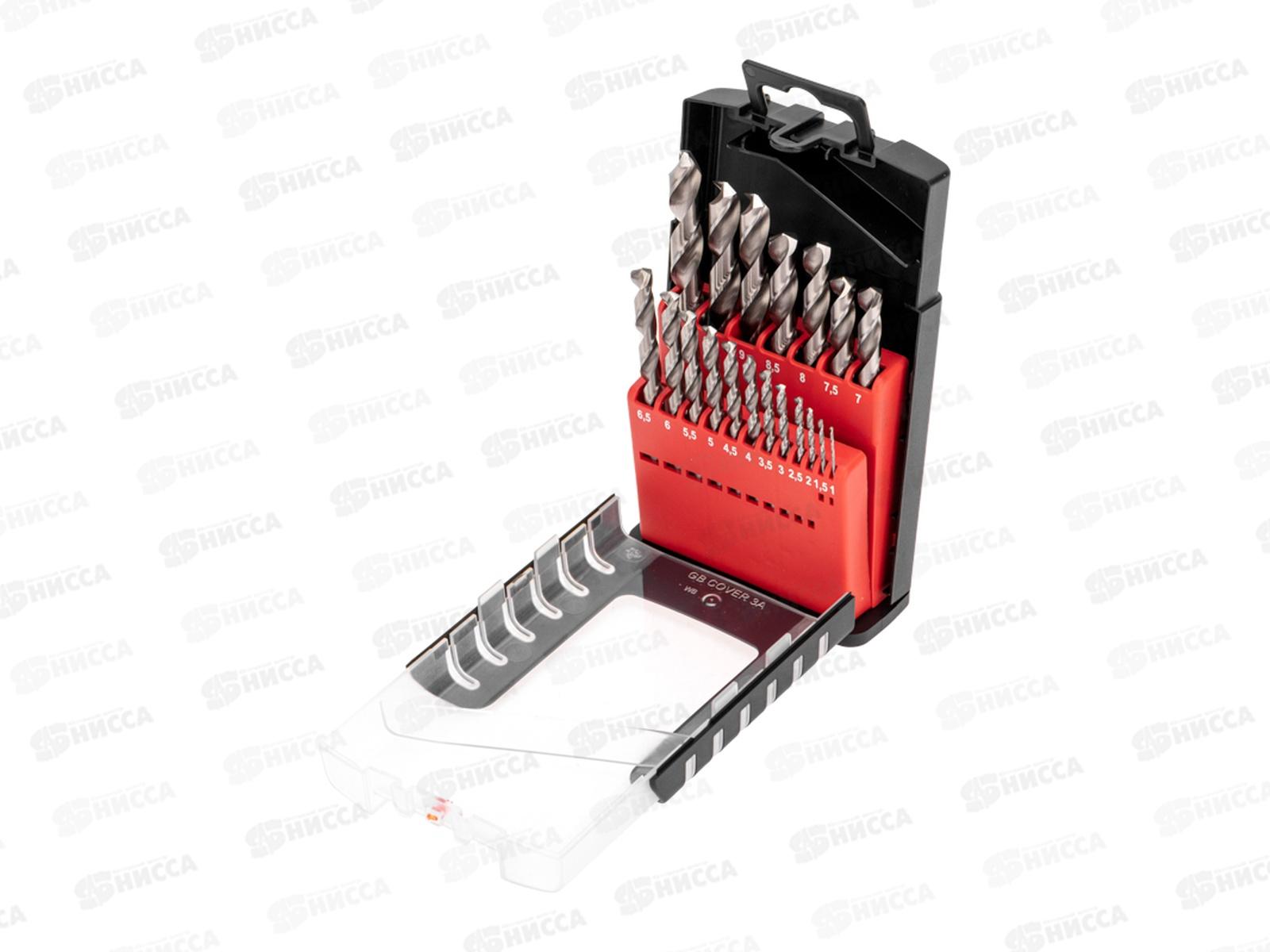 Набор сверл по металлу, 1-10мм (через 0,5мм), Р6М5, цилиндрический хвостовик, 19шт, KRANZ, KR-91-0635