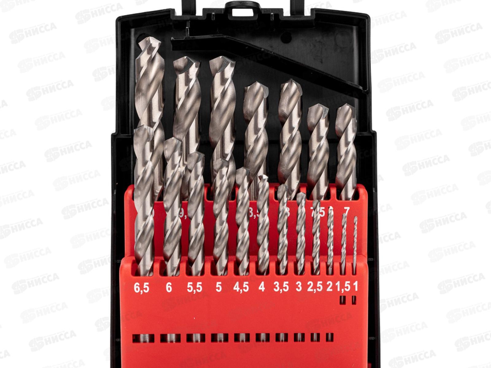 Набор сверл по металлу, 1-10мм (через 0,5мм), Р6М5, цилиндрический хвостовик, 19шт, KRANZ, KR-91-0635