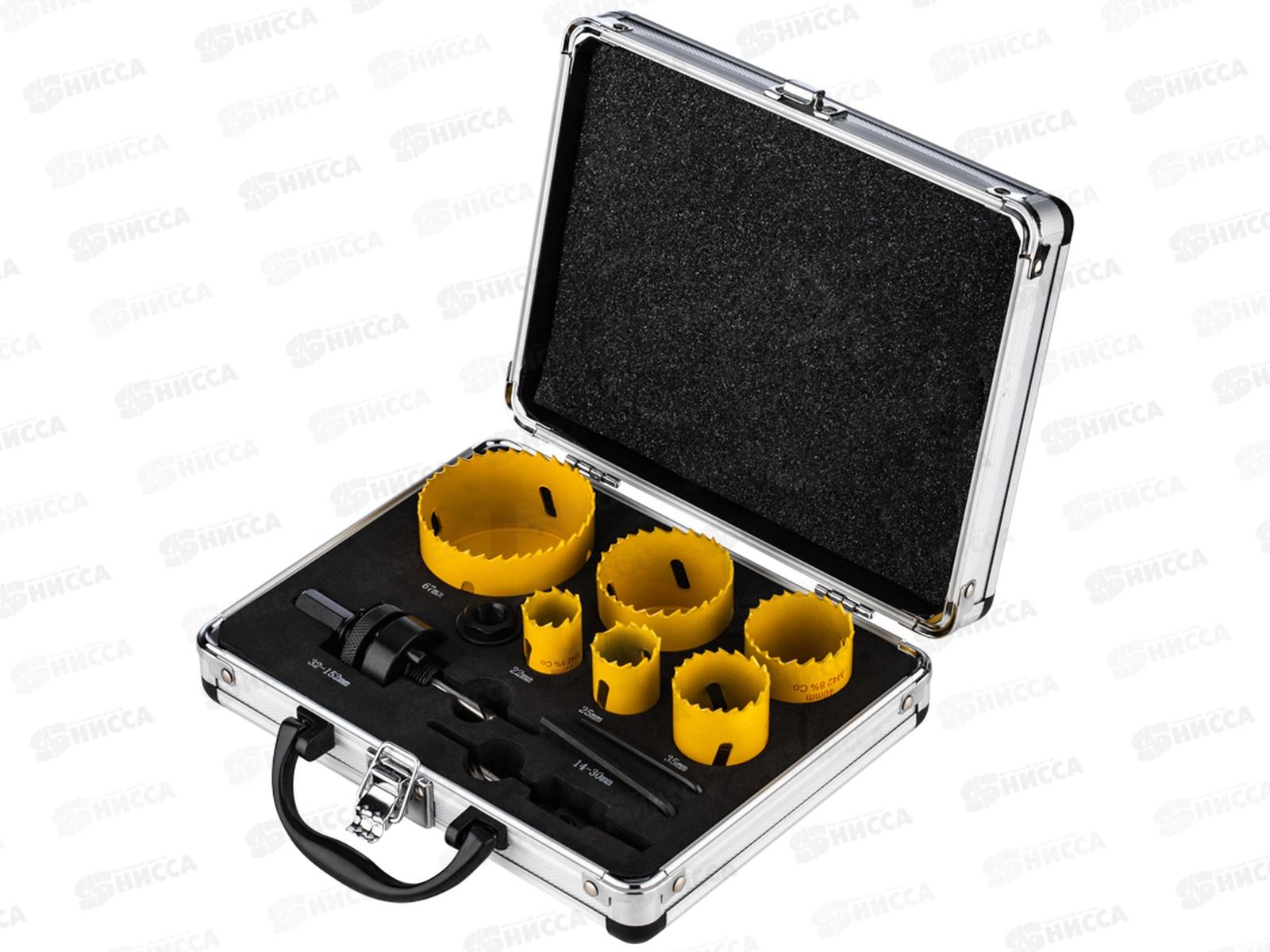 Набор коронок Bimetal (22, 25, 35, 40, 51, 67), 11 предметов, металлический кейс KRANZ, KR-92-0202-1