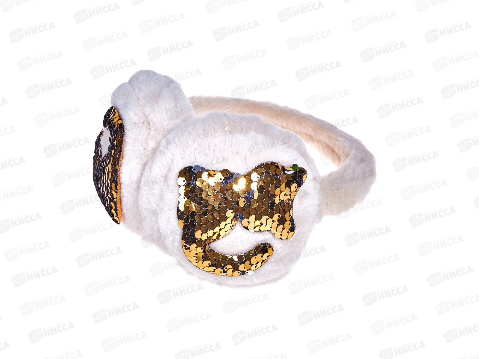 Ободок-наушники меховые цветные блестки №6581