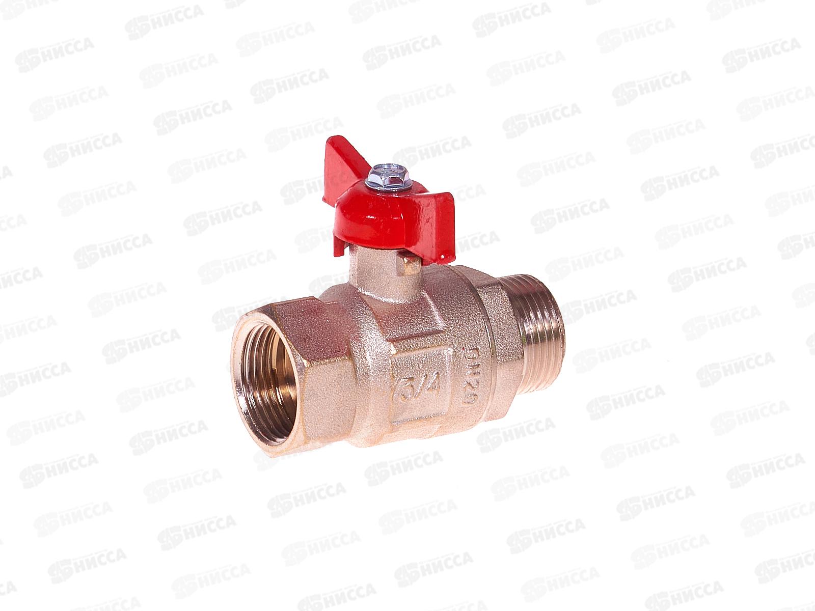 Кран шаровый DN-20 Крепыш 331 бабочка Внутренняя*Наружная резьба никель ГАЛЛОП (PN40), 0110244