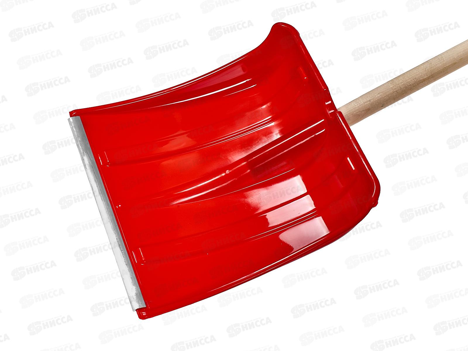 Лопата снеговая СНЕЖНИК пластмассовая 1425*380*370 с алюминиевой планкой, березовый черенок высшего сорта *5/120