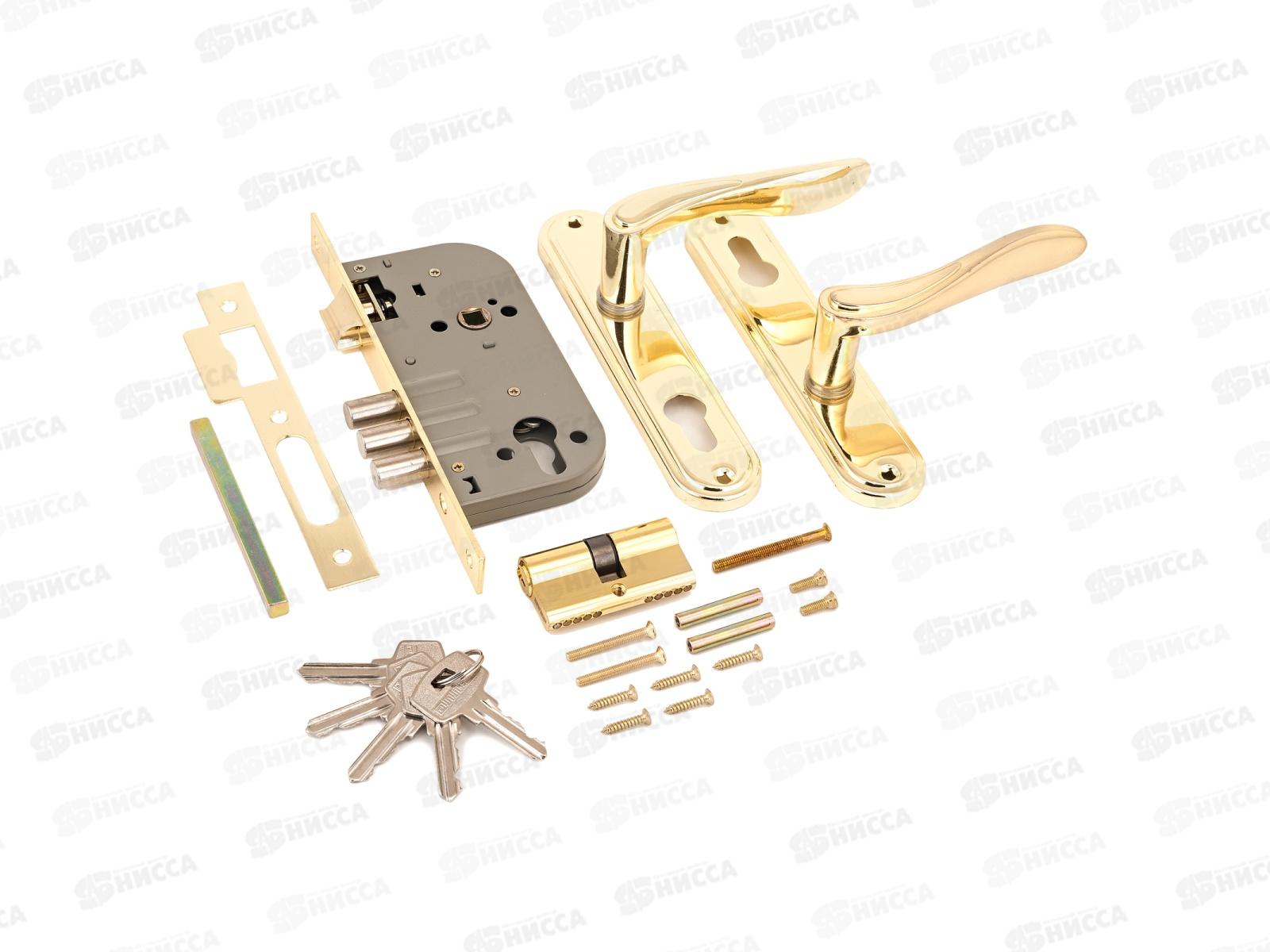 Замок врезной Аллюр 102/3 GР латунь с руч *12 787