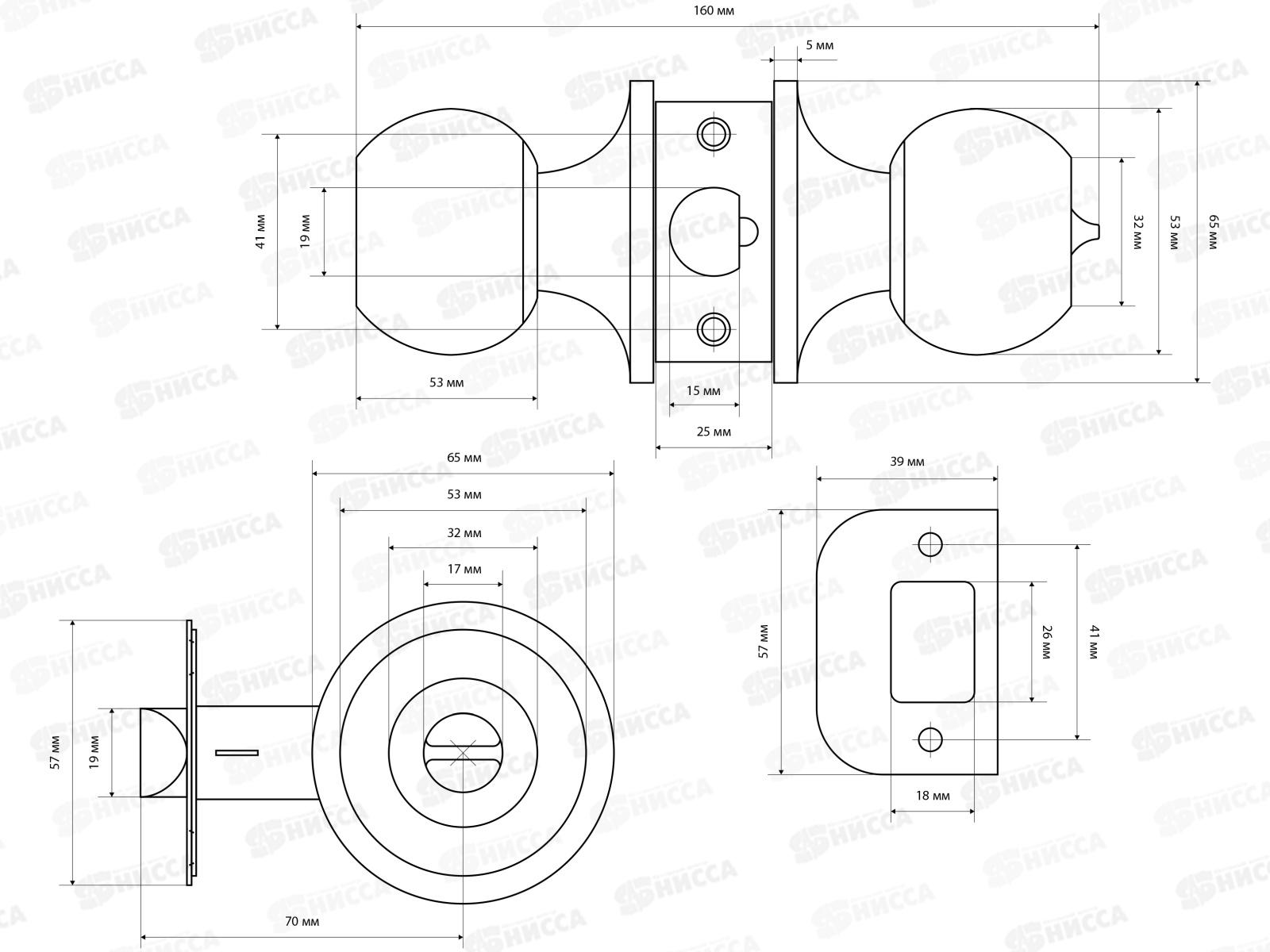 Защелка дверная Стандарт 607 BK CP хром *30 870