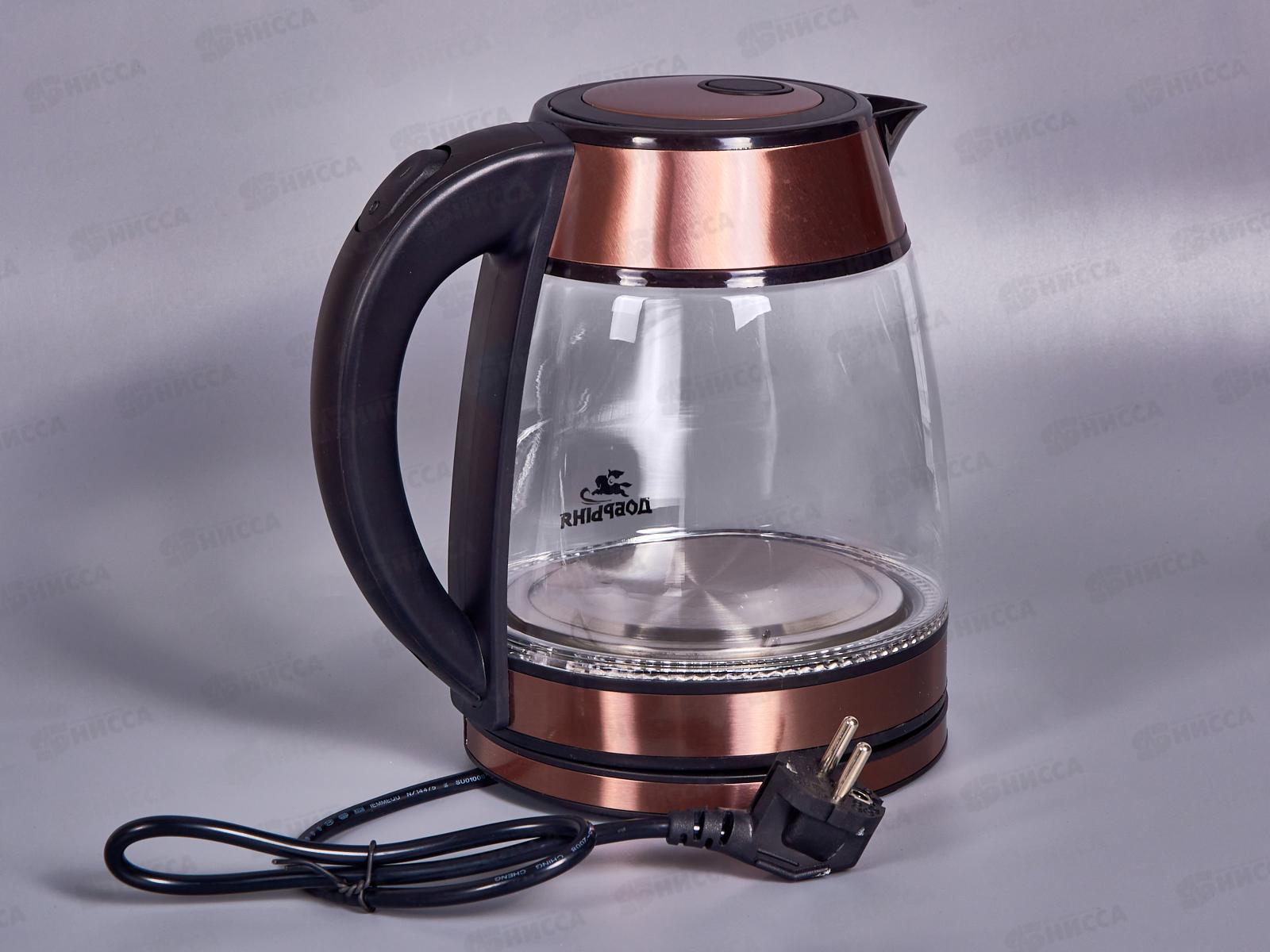 Чайник электрический DO-1262 1500Вт 1,8л стекло с медными вставками