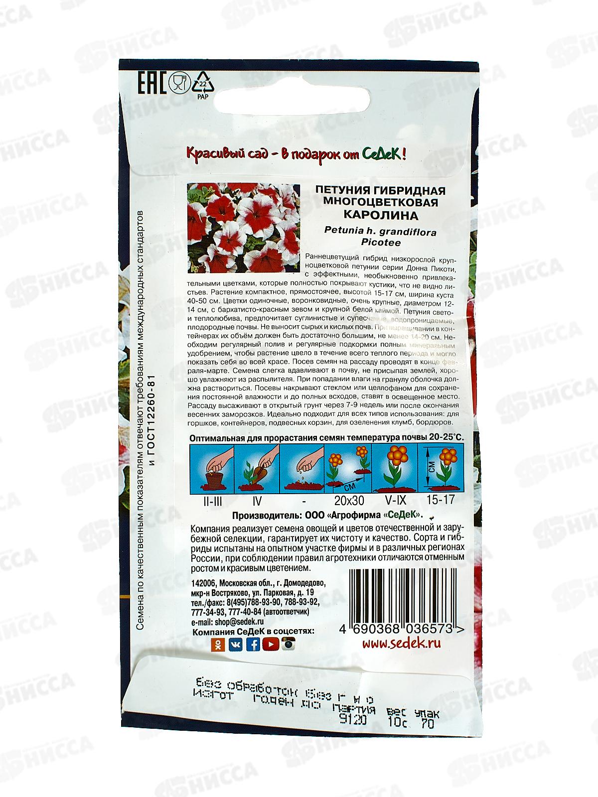 Петуния Каролина F1 (крупноцветковая) (Евро,10) СеДек *10 +