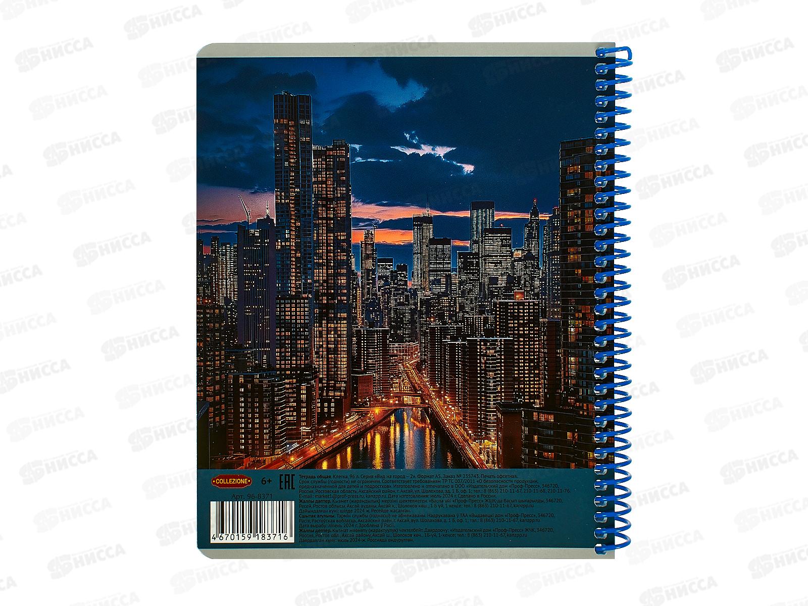 Тетрадь 96л клетка Collezione Вид на город - 2, 96-8371  *6/48